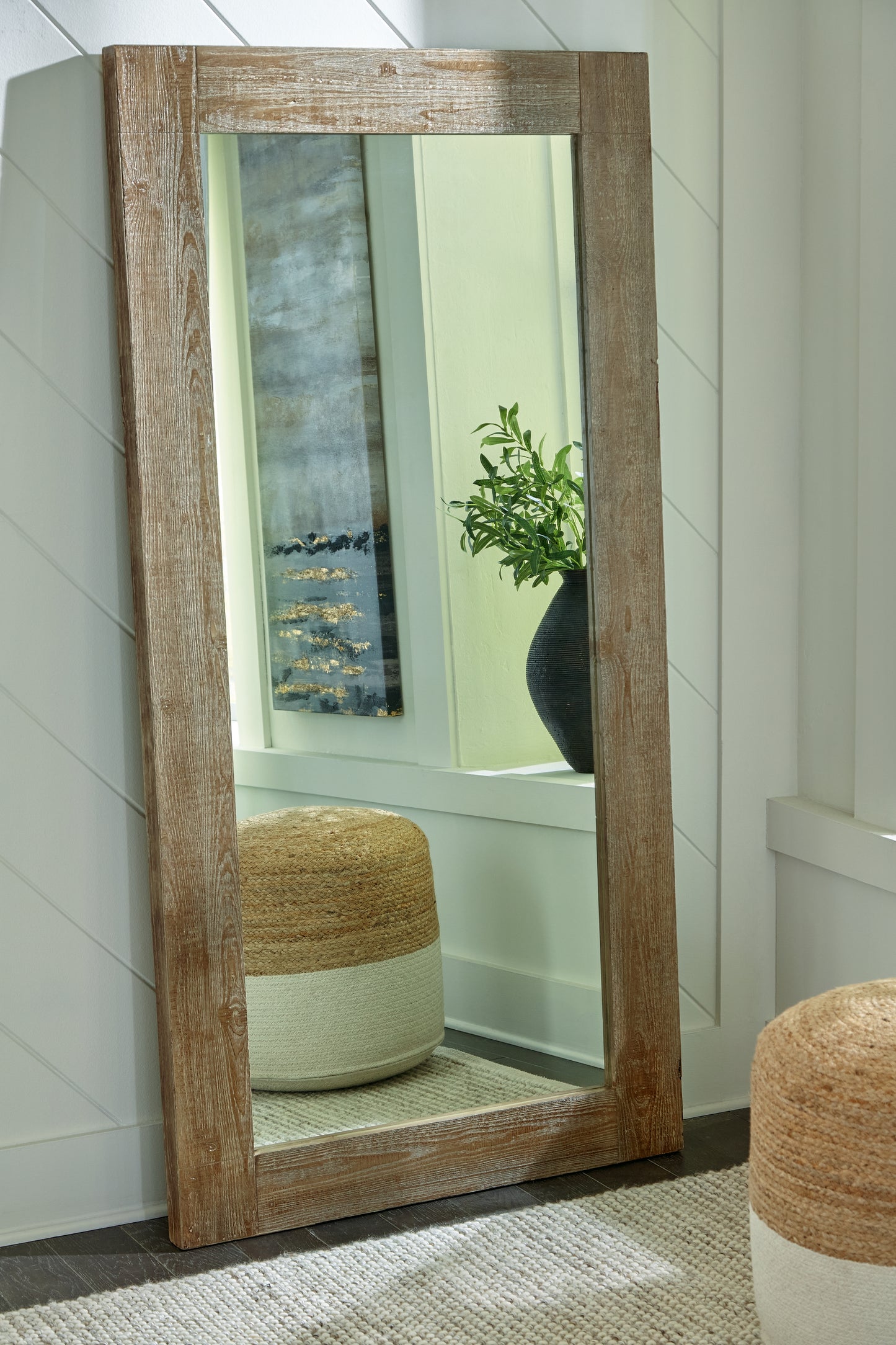 Ocala Furniture Outlet - Ashley Furniture - Waltleigh Mirror - Floor Mirror / Distressed Brown - A8010278