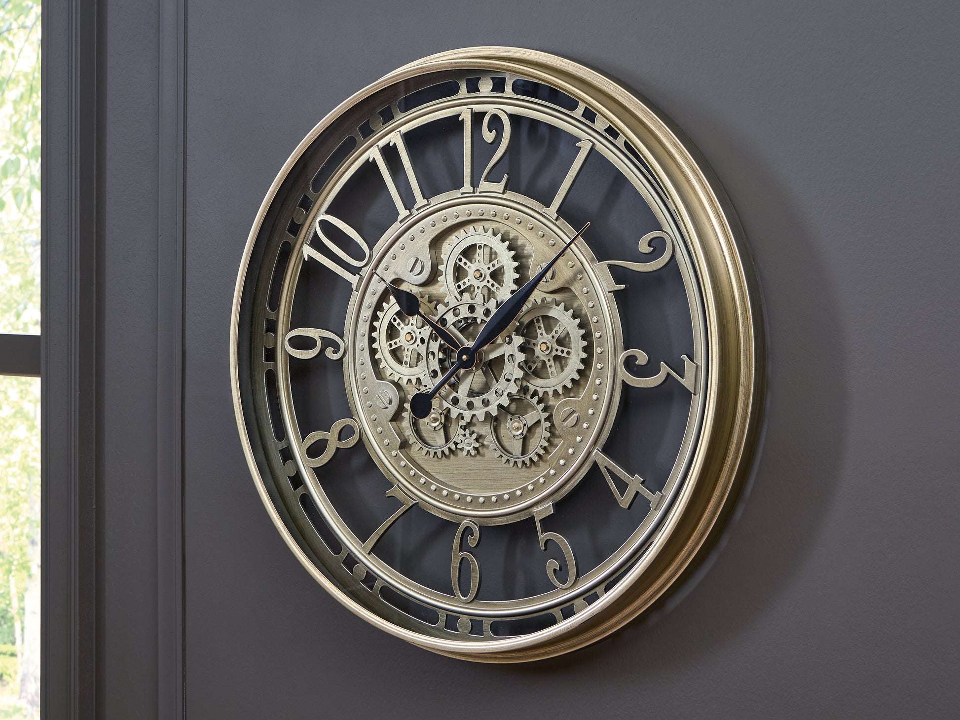 Ocala Furniture Outlet - Ashley Furniture - Gilover Wall Decor - Wall Clock / Champagne Finish - A8010386
