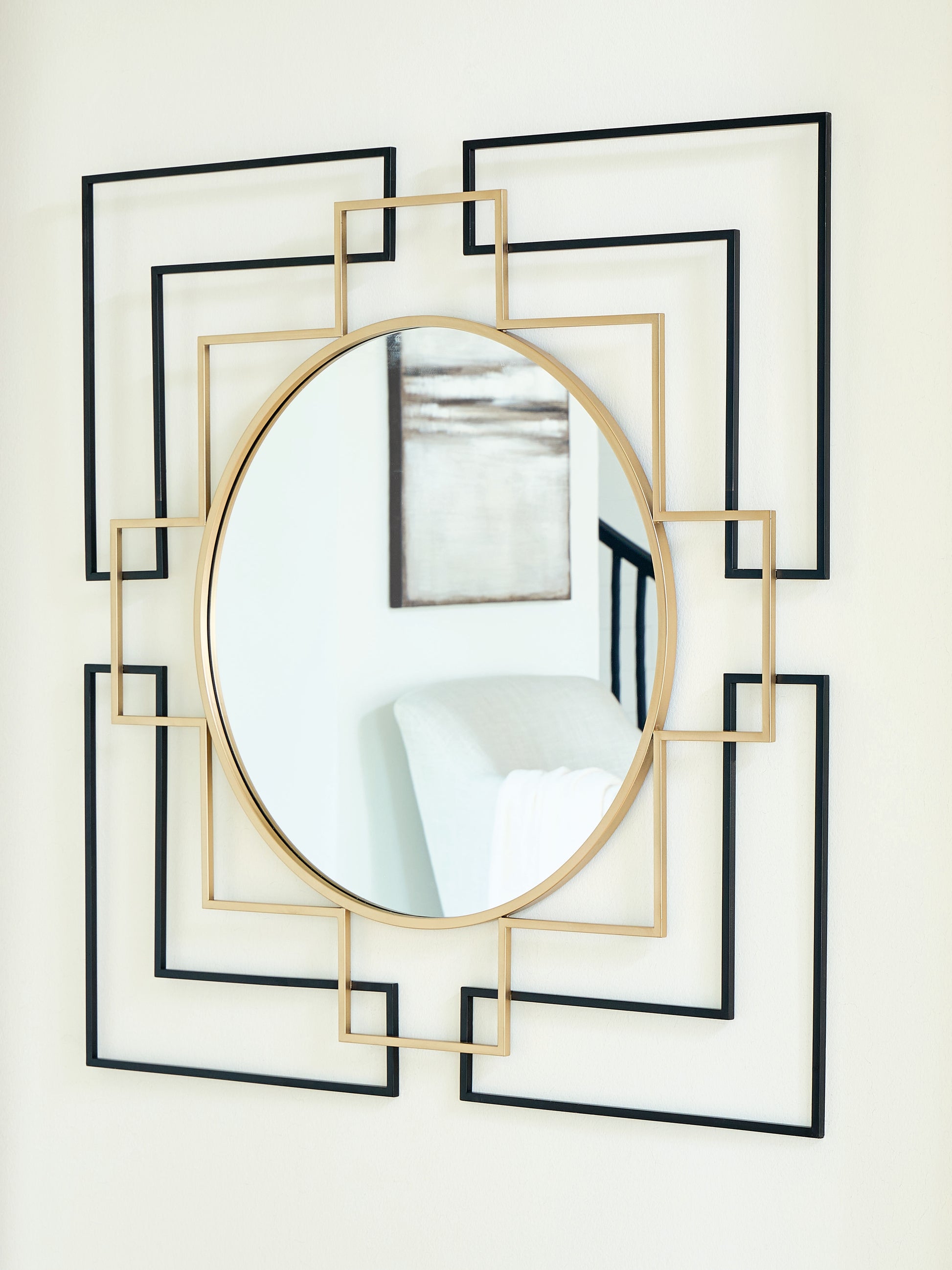 Ocala Furniture Outlet - Ashley Furniture - Oceanal Mirror - Accent Mirror / Black/Gold Finish - A8010394