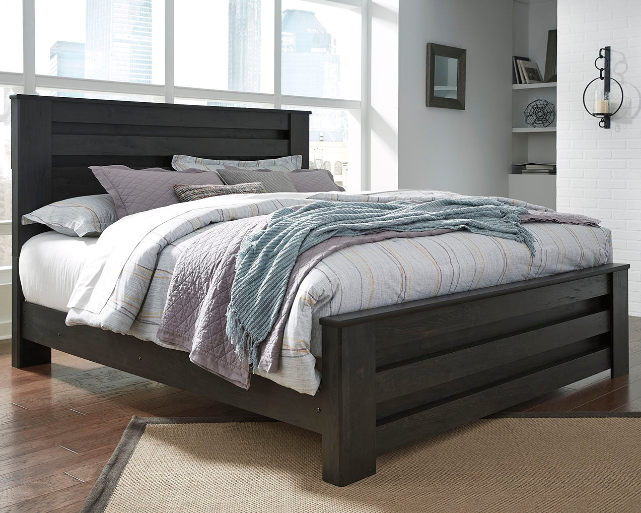 Ocala Furniture Outlet - Ashley Furniture - Brinxton Bedroom - King Panel Bed / Charcoal - B249B4