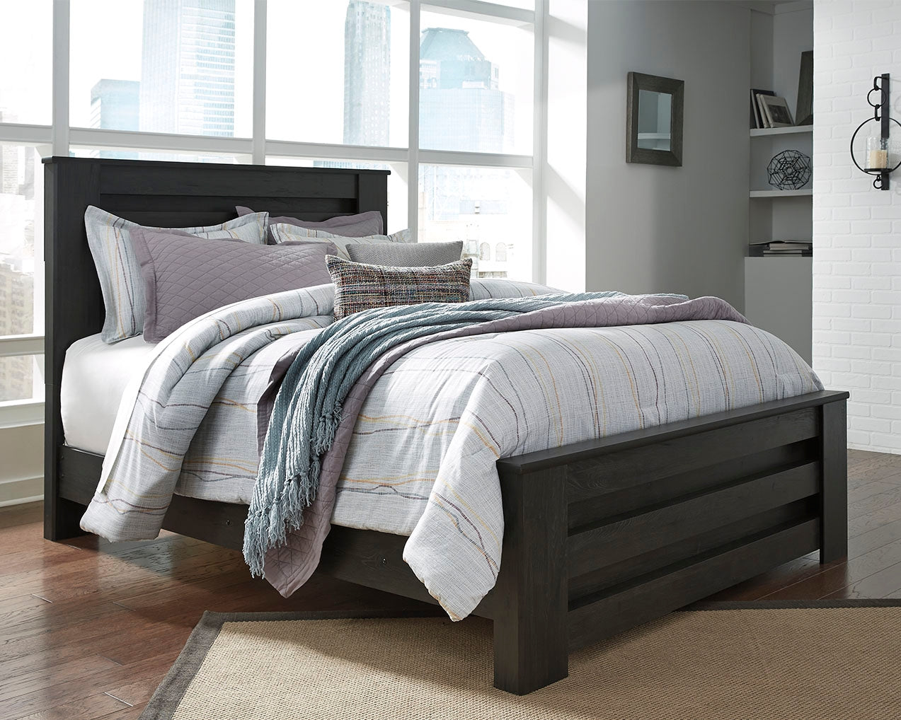 Ocala Furniture Outlet - Ashley Furniture - Brinxton Bedroom - Queen Panel Bed / Charcoal - B249B2