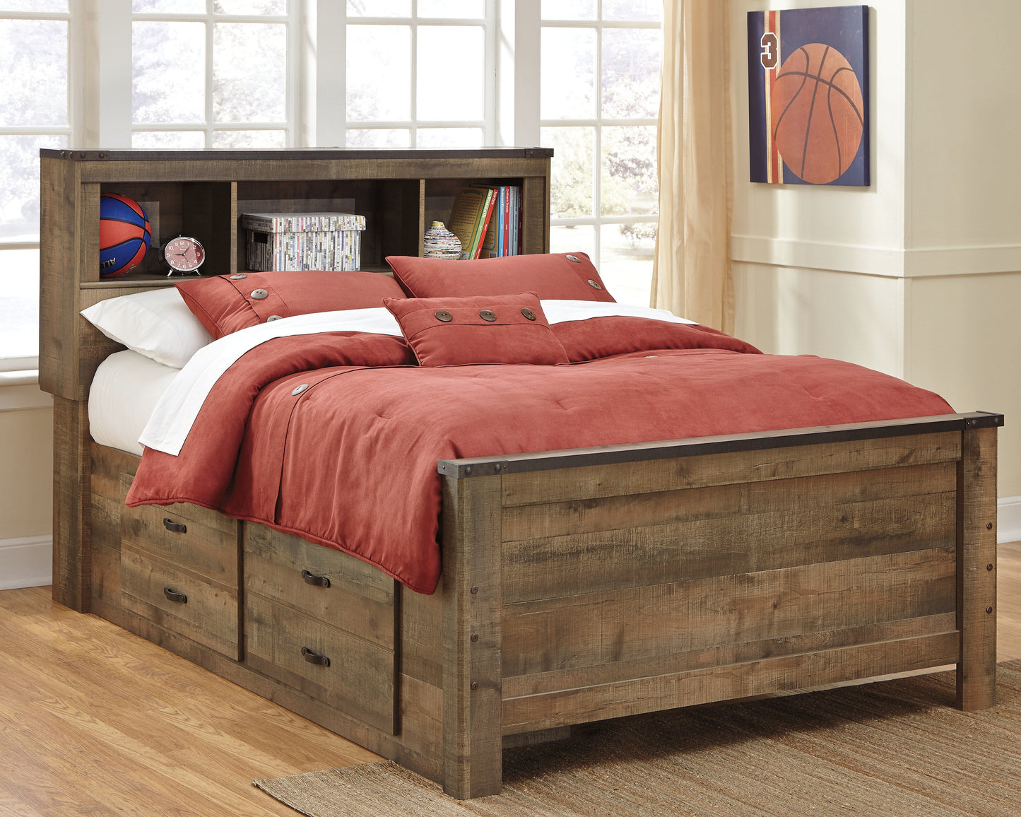 Ocala Furniture Outlet - Ashley Furniture - Trinell Bedroom - Full Panel Bed with 2 Storage Drawers / Brown - B446B10