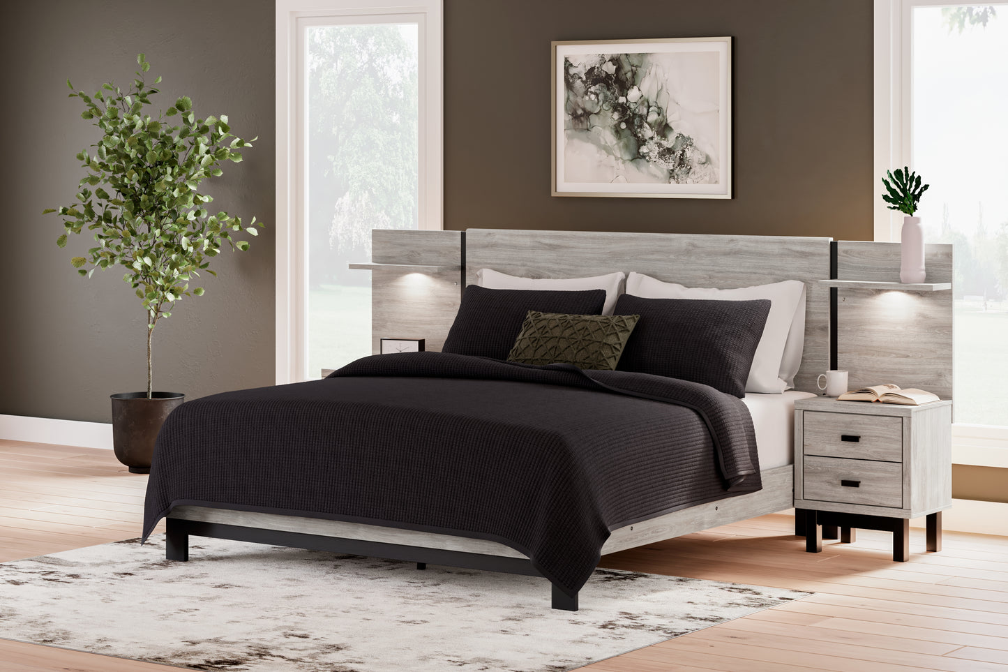 Ocala Furniture Outlet - Ashley Furniture - Vessalli Bedroom - King Panel Bed with Extensions / Gray - B1036B8
