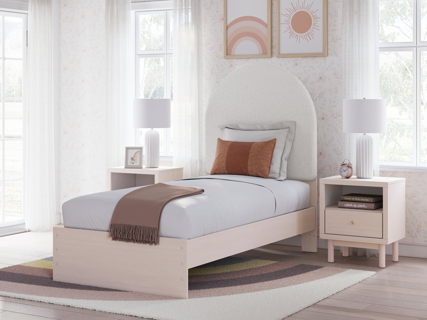 Ocala Furniture Outlet - Ashley Furniture - Wistenpine Bedroom - Twin Upholstered Panel Bed / Blush - B1323B8