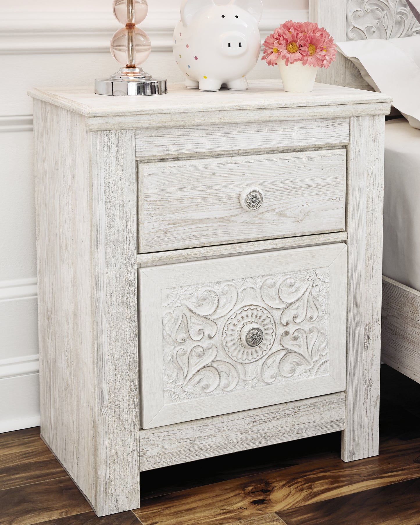 Ocala Furniture Outlet - Ashley Furniture - Paxberry Bedroom - Two Drawer Night Stand / Whitewash - B181-92