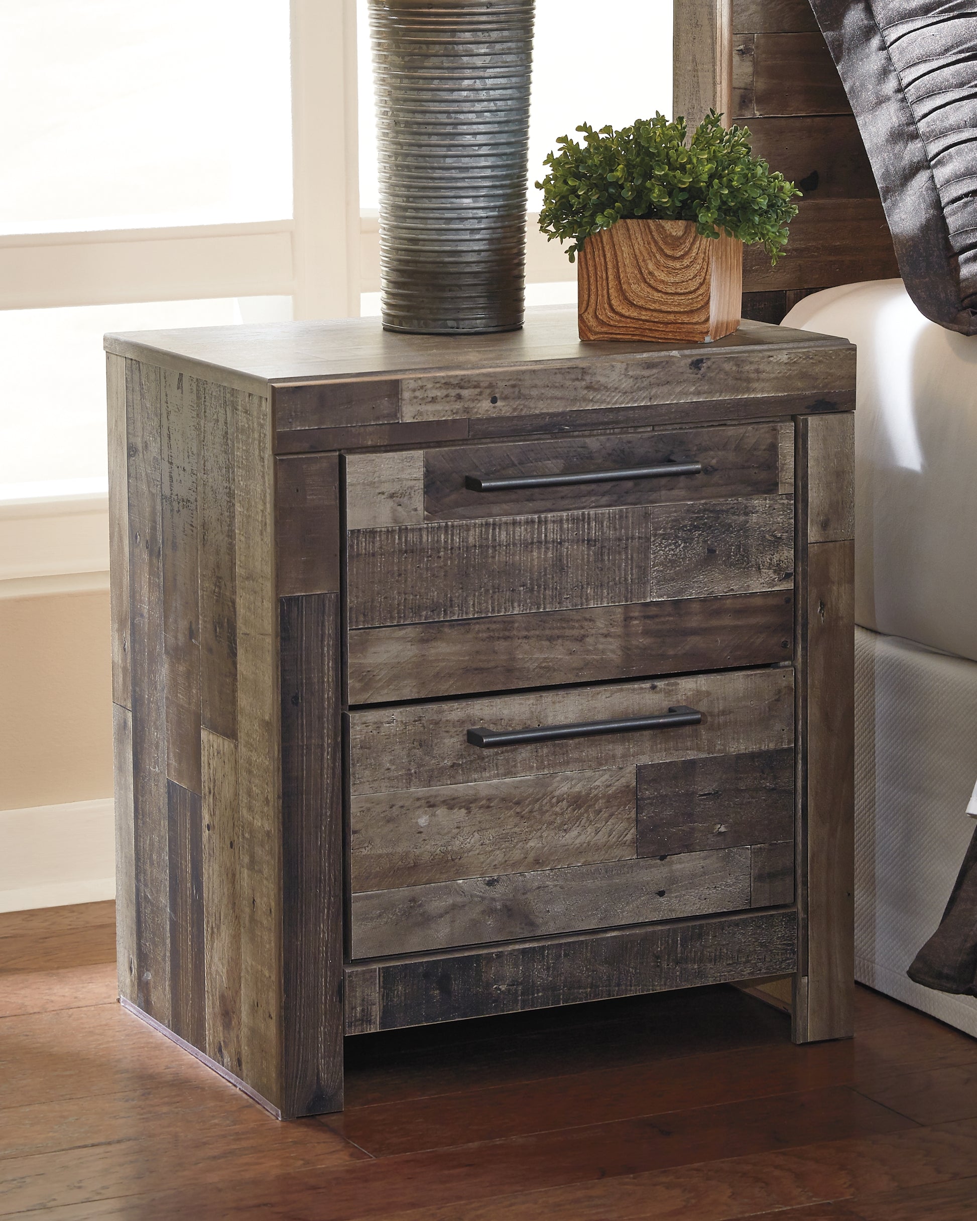 Ocala Furniture Outlet - Ashley Furniture - Derekson Bedroom - King Panel Bed with 2 Side Storage / Multi Gray - B200B44