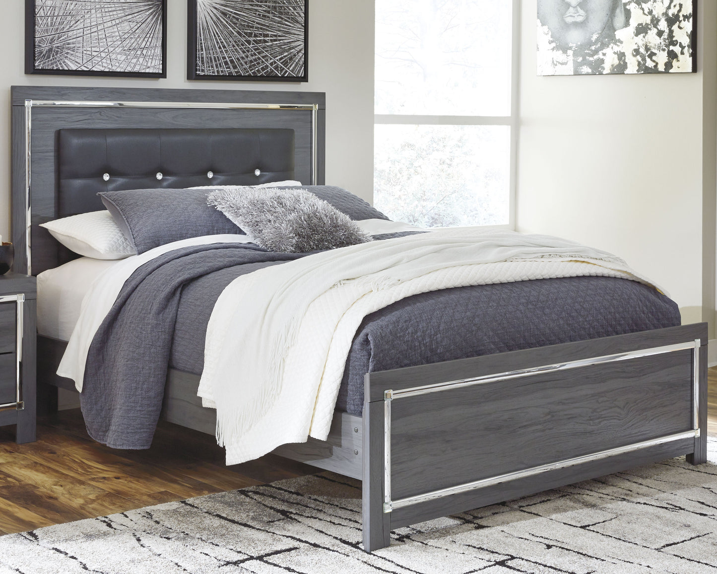 Ocala Furniture Outlet - Ashley Furniture - Lodanna Bedroom - Queen Panel Bed / Gray - B214B2