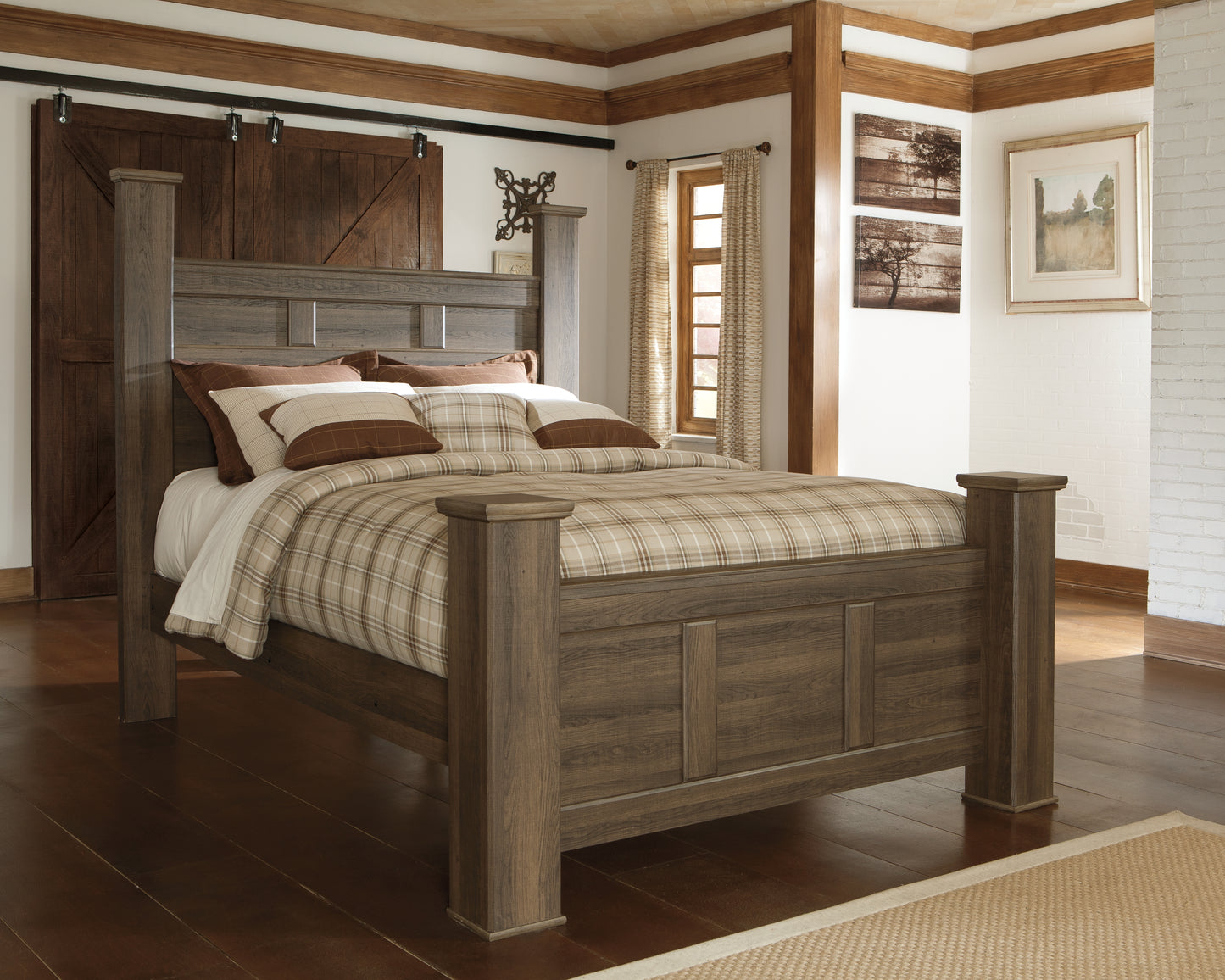 Ocala Furniture Outlet - Ashley Furniture - Juararo Bedroom - Queen Poster Bed / Dark Brown - B251B3