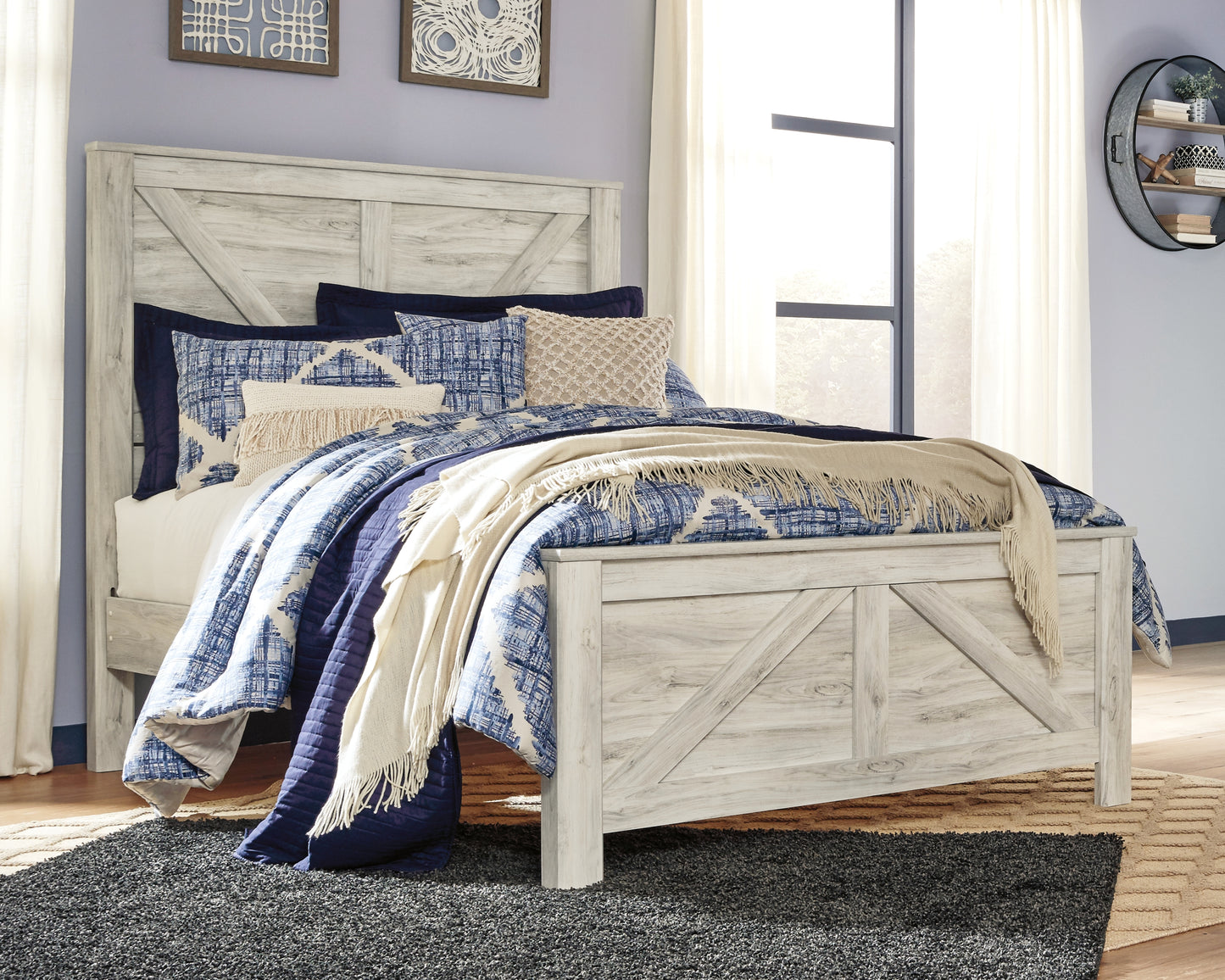 Ocala Furniture Outlet - Ashley Furniture - Bellaby Bedroom - Queen Crossbuck Panel Bed / Whitewash - B331B6