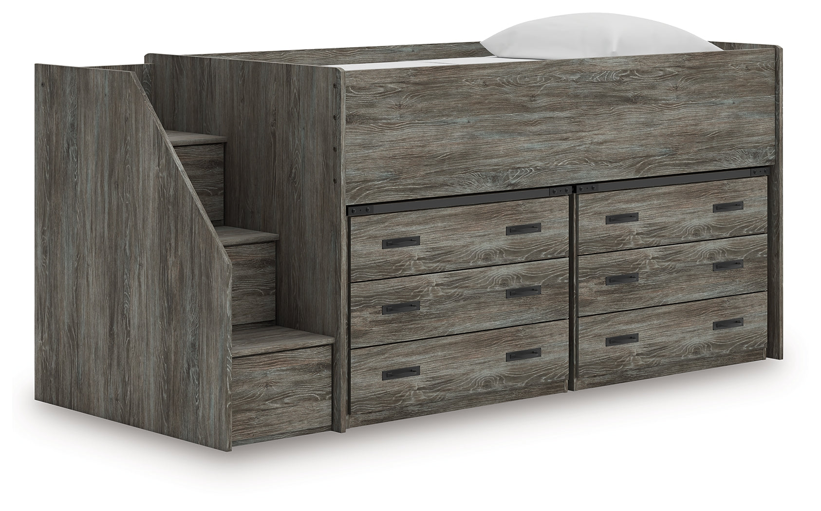 Ocala Furniture Outlet - Ashley Furniture - Frandern Twin Loft Bed with Drawer Storage - Twin Loft Bed with Drawer Storage / Warm Gray - B4480B26