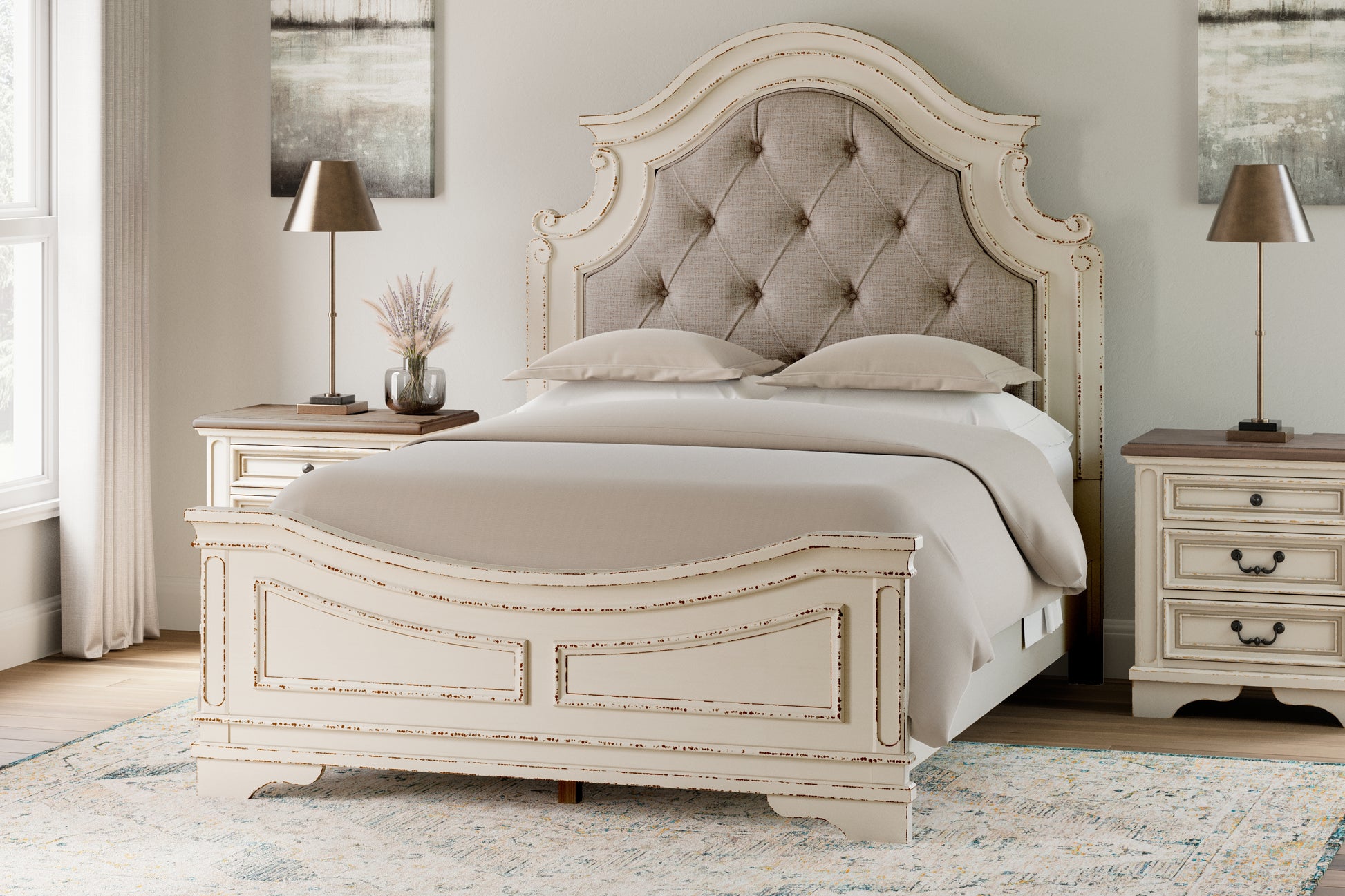 Ocala Furniture Outlet - Ashley Furniture - Realyn Bedroom - King Upholstered Storage Bed / Two-tone - B743B20