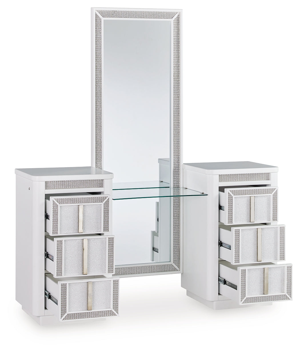 Ocala Furniture Outlet - Ashley Furniture - Chalanna Vanity with Mirror - Vanity with Mirror / White - B822B7