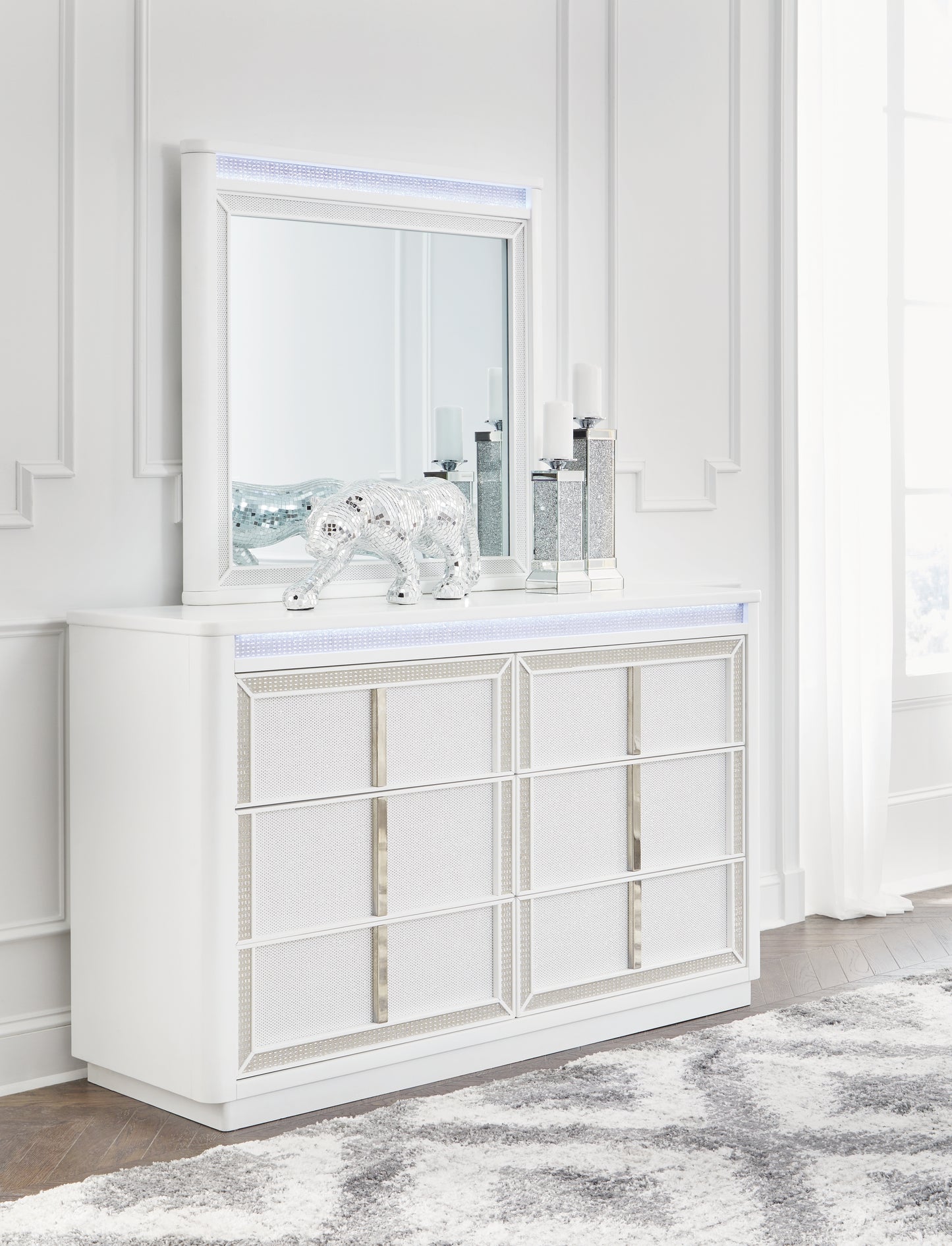 Ocala Furniture Outlet - Ashley Furniture - Chalanna Bedroom - Dresser and Mirror / White - B822B1