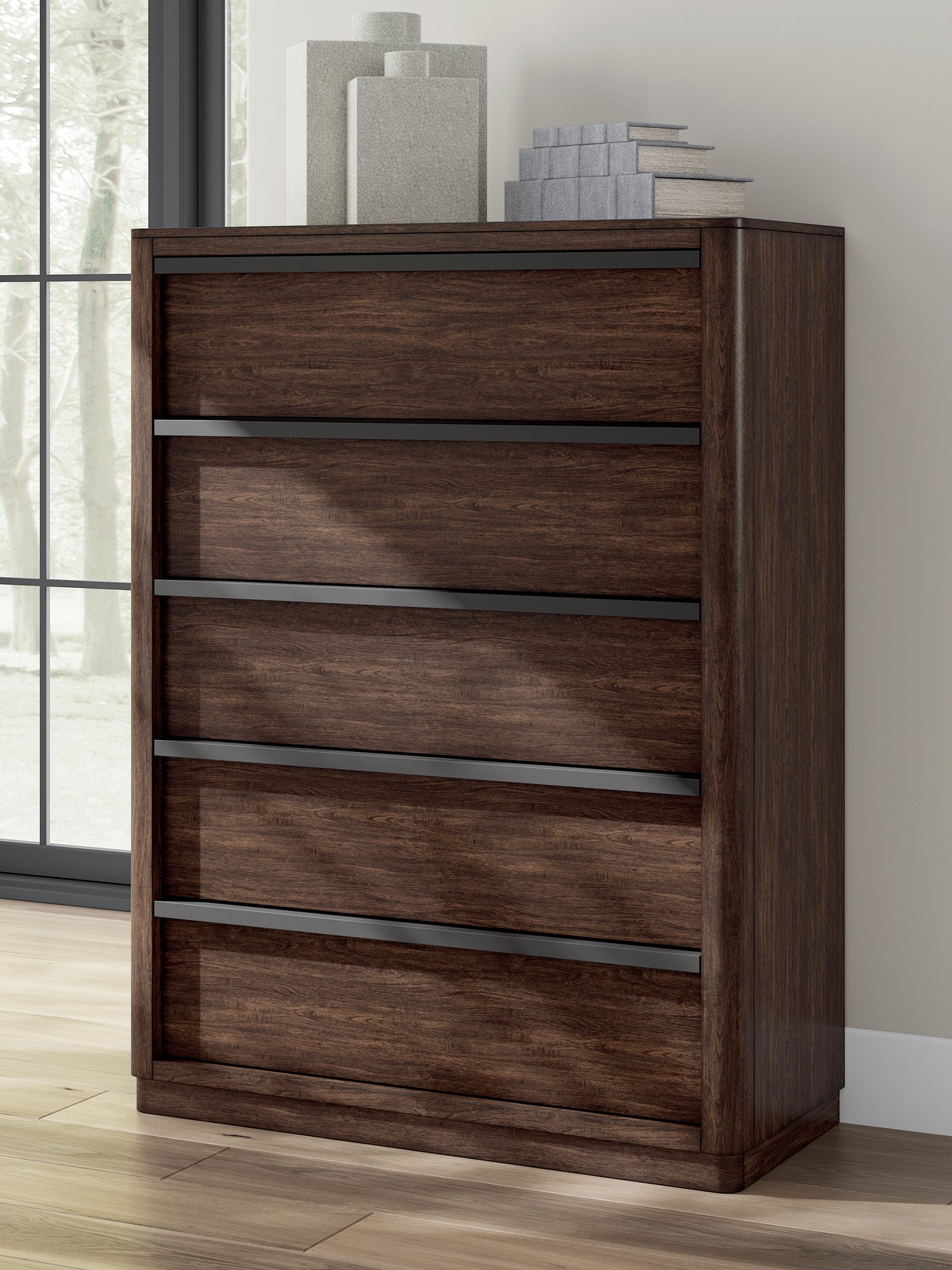 Ocala Furniture Outlet - Ashley Furniture - Dilenno Bedroom - Five Drawer Chest / Dark Brown - PCB857-46