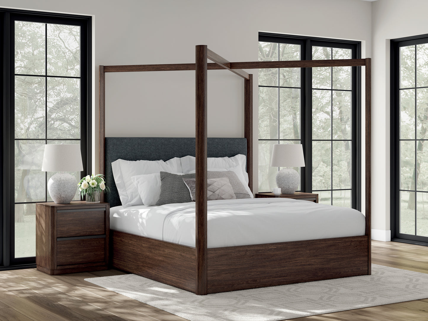 Ocala Furniture Outlet - Ashley Furniture - Dilenno Bedroom - King Canopy Bed / Dark Brown - PCB857B6