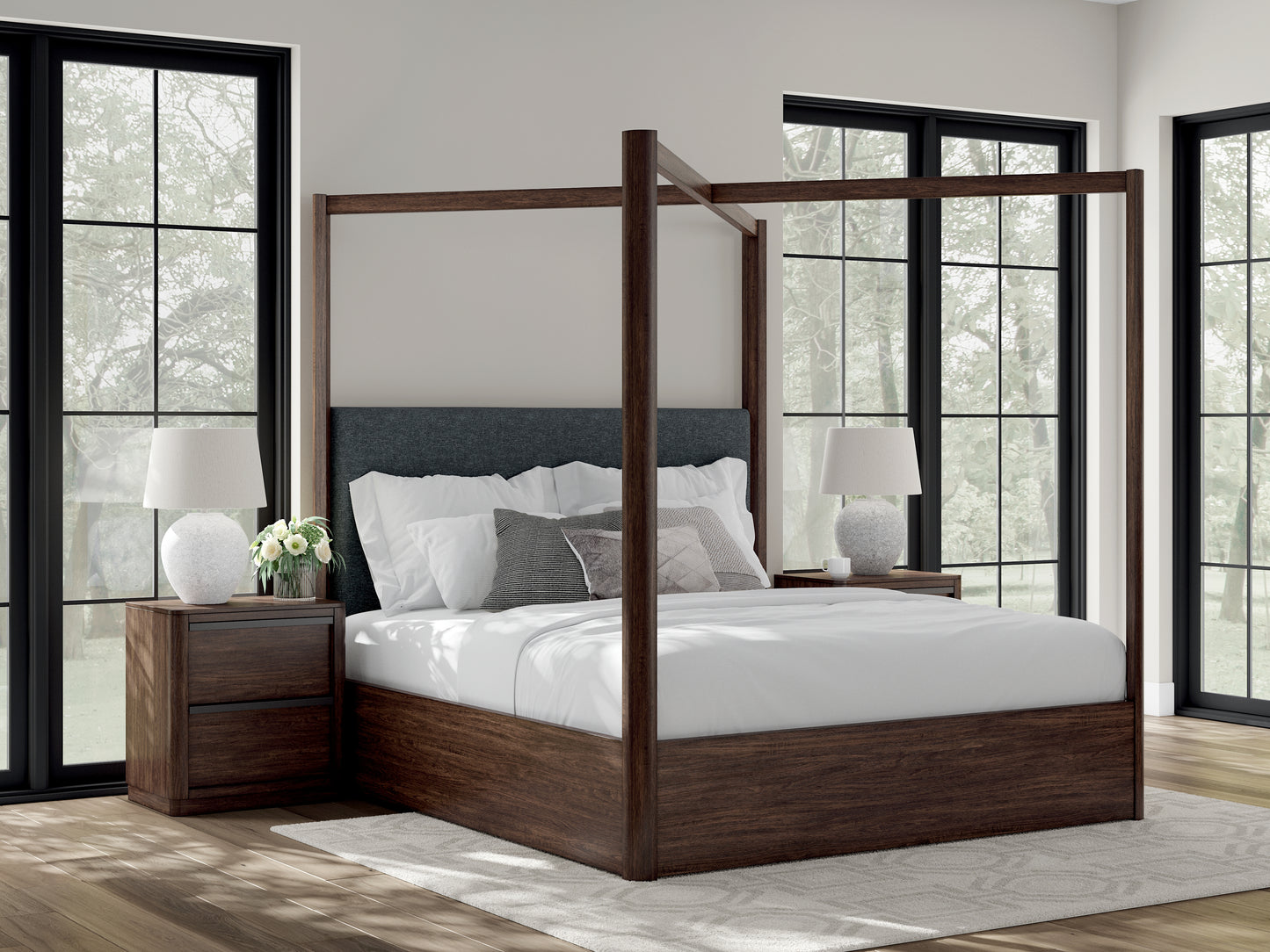 Ocala Furniture Outlet - Ashley Furniture - Dilenno Bedroom - California King Canopy Bed / Dark Brown - PCB857B7
