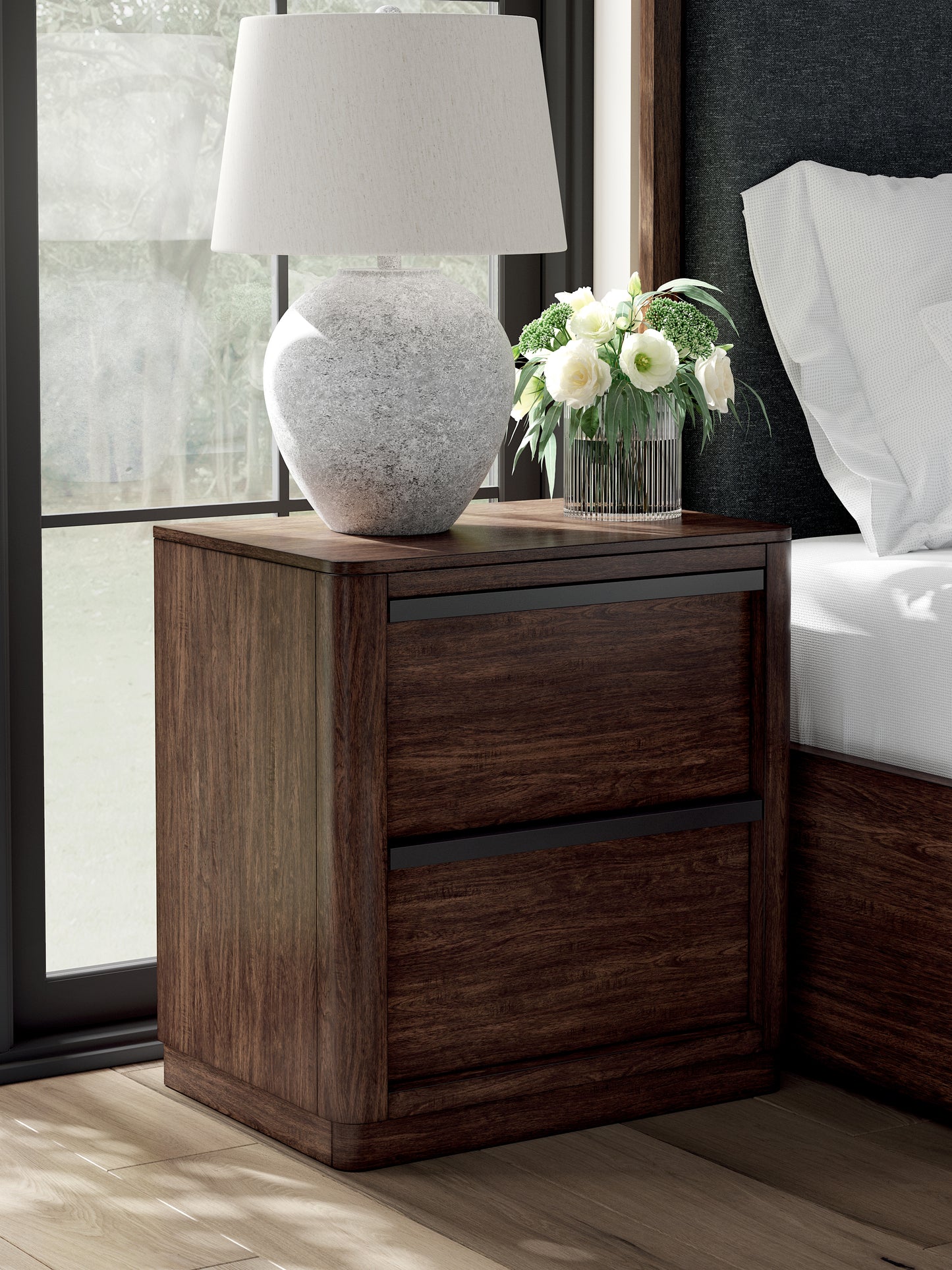 Ocala Furniture Outlet - Ashley Furniture - Dilenno Bedroom - Two Drawer Night Stand / Dark Brown - PCB857-92