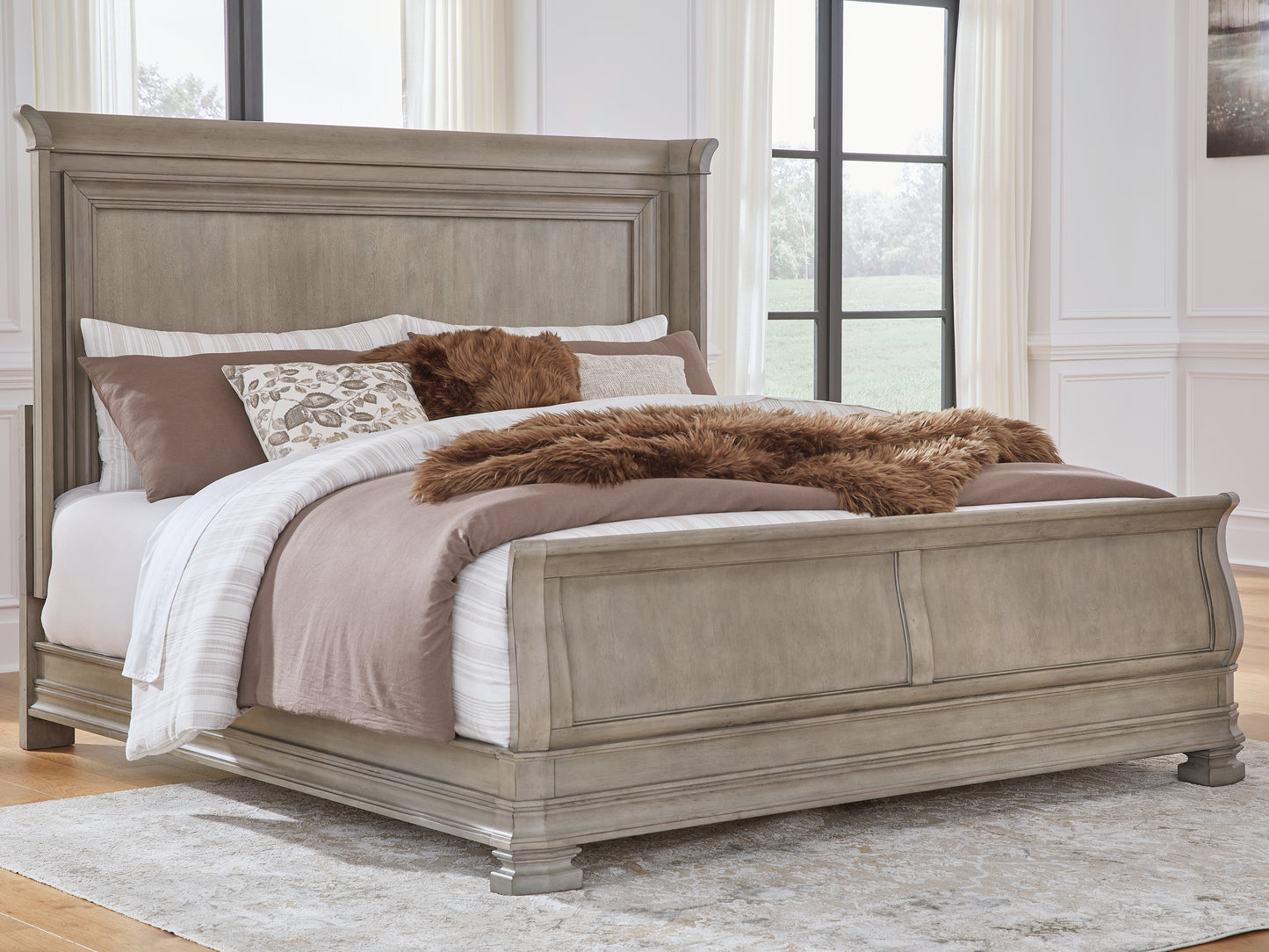 Ocala Furniture Outlet - Ashley Furniture - Lexorne Bedroom - King Sleigh Bed / Gray - B924B4