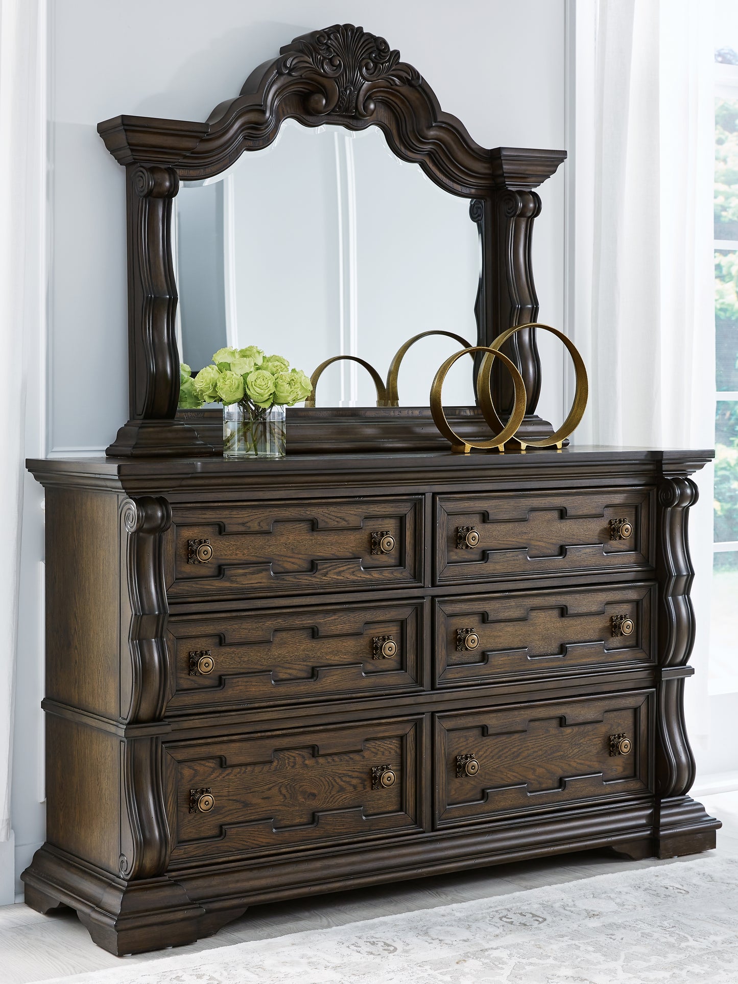 Ocala Furniture Outlet - Ashley Furniture - Maylee Bedroom - Dresser and Mirror / Dark Brown - B947B1