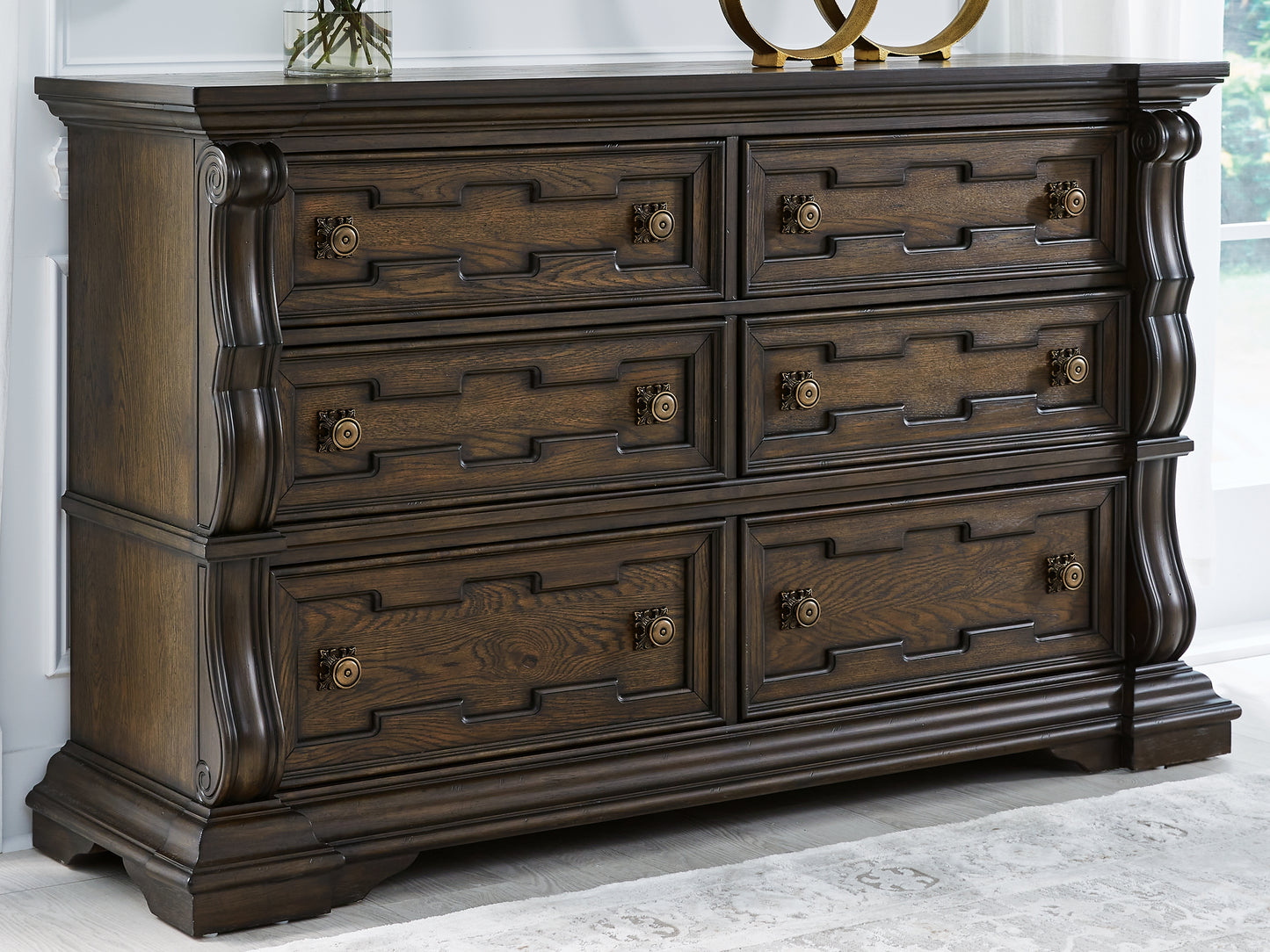 Ocala Furniture Outlet - Ashley Furniture - Maylee Bedroom - Dresser and Mirror / Dark Brown - B947B1
