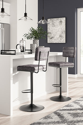 Ocala Furniture Outlet - Ashley Furniture - Strumford Dining Room - Bar Height Bar Stool (Set of 2) / Gray/Black - D119-630X2