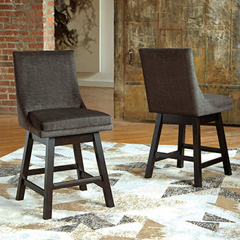 Ocala Furniture Outlet - Ashley Furniture - Tallenger Dining Room - Counter Height Bar Stool (Set of 2) / Dark Gray - D380-624X2
