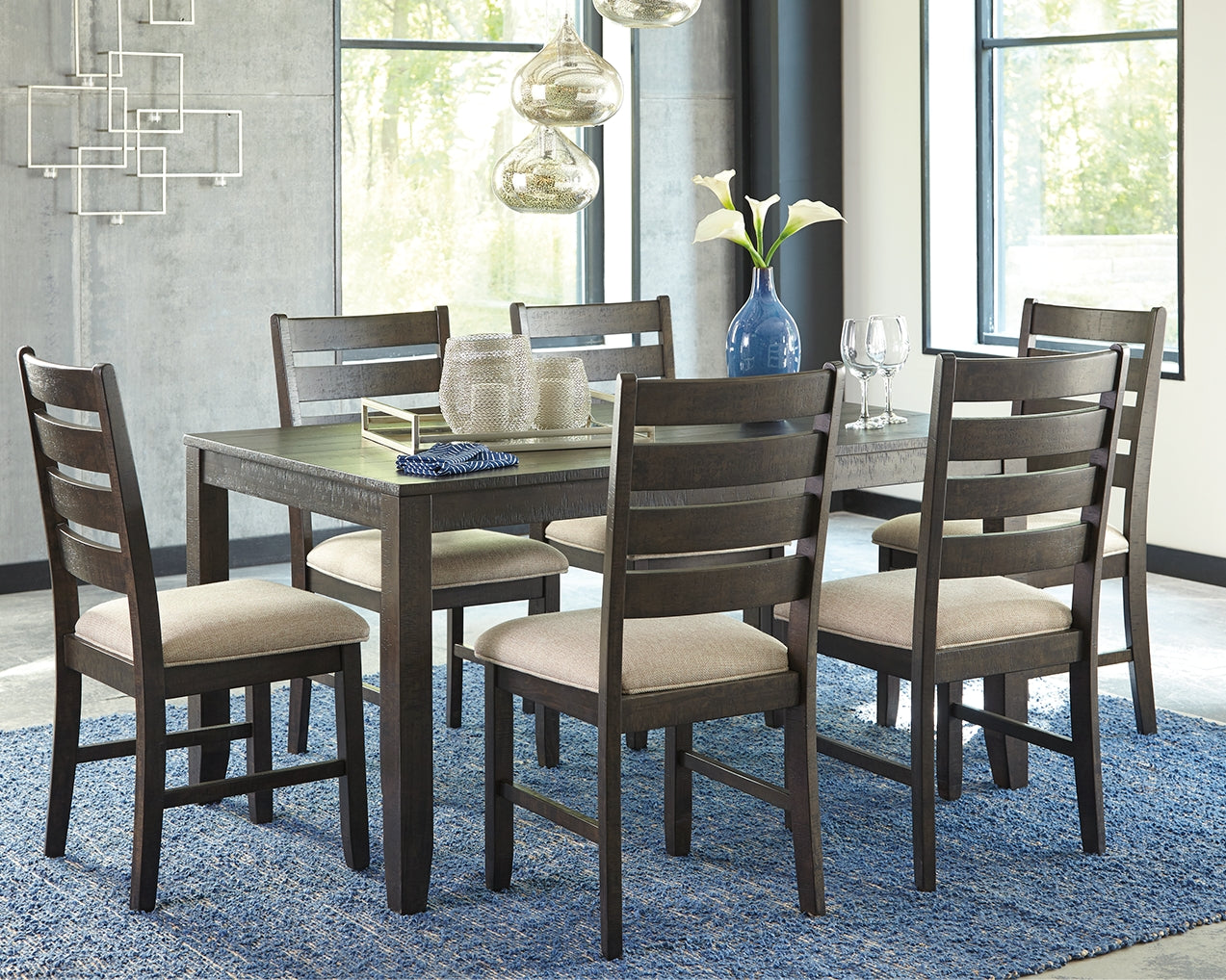 Ocala Furniture Outlet - Ashley Furniture - Rokane Dining Room - Dining Room Table Set (7/CN) / Brown - D397-425