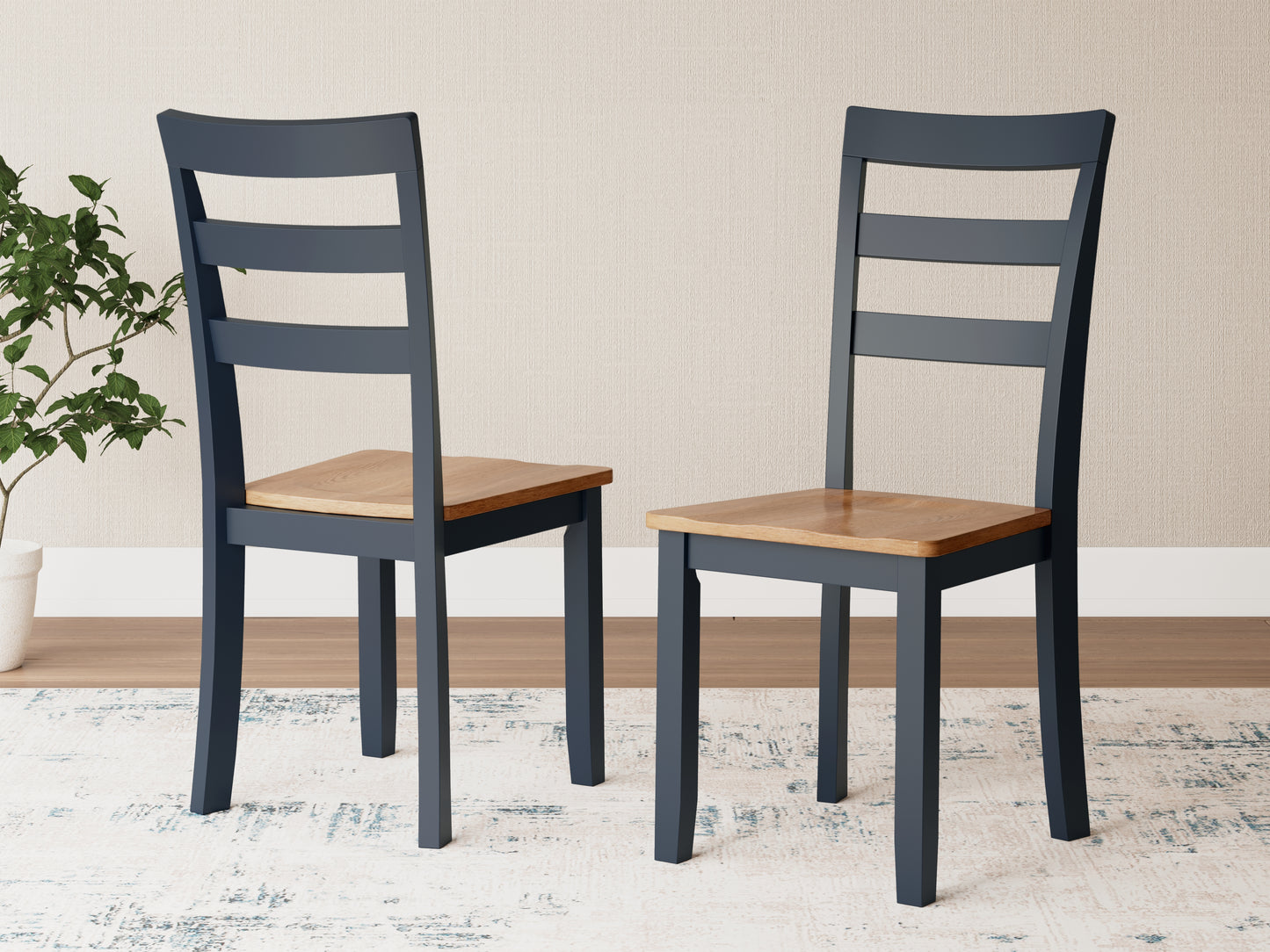 Ocala Furniture Outlet - Ashley Furniture - Gesthaven Dining Room - Dining Chair (Set of 2) / Natural/Blue - D399-01X2