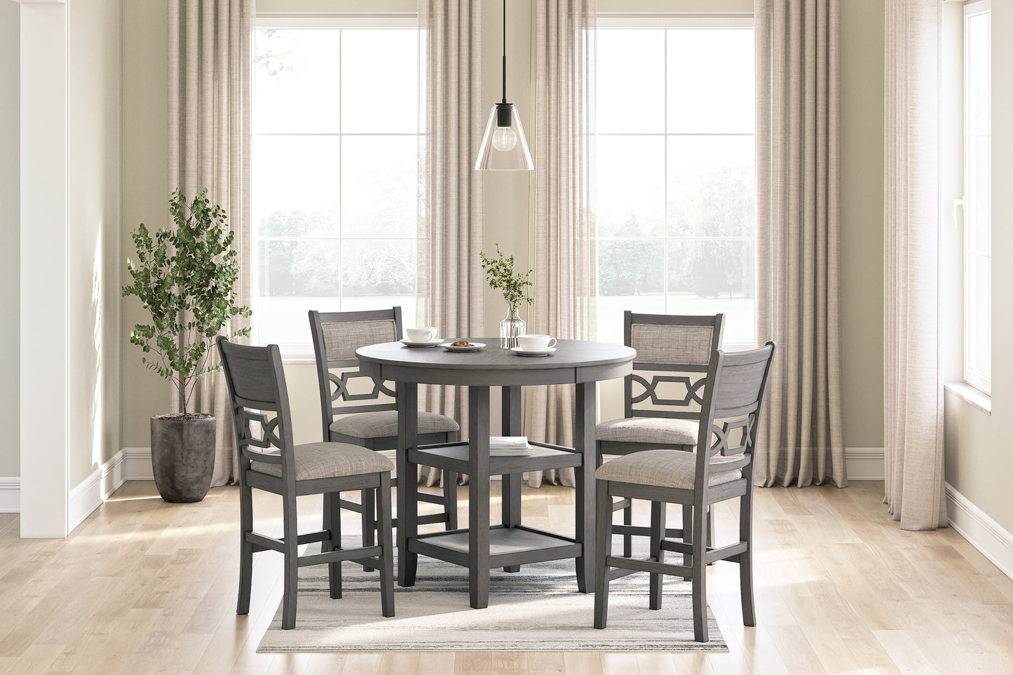 Ocala Furniture Outlet - Ashley Furniture - Wrenning Dining Room - DRM Counter Table Set (5/CN) / Gray - D425-223