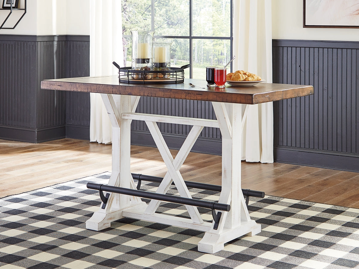 Ocala Furniture Outlet - Ashley Furniture - Valebeck Dining Room - RECT Dining Room Counter Table / White/Brown - D546-13