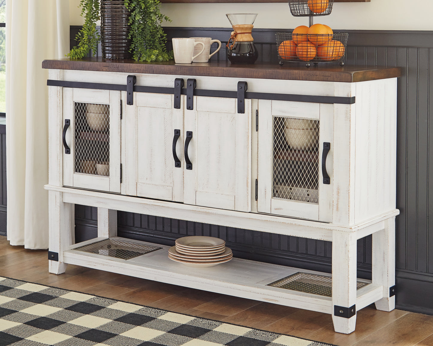 Ocala Furniture Outlet - Ashley Furniture - Valebeck Dining Room - Dining Room Server / White/Brown - D546-60