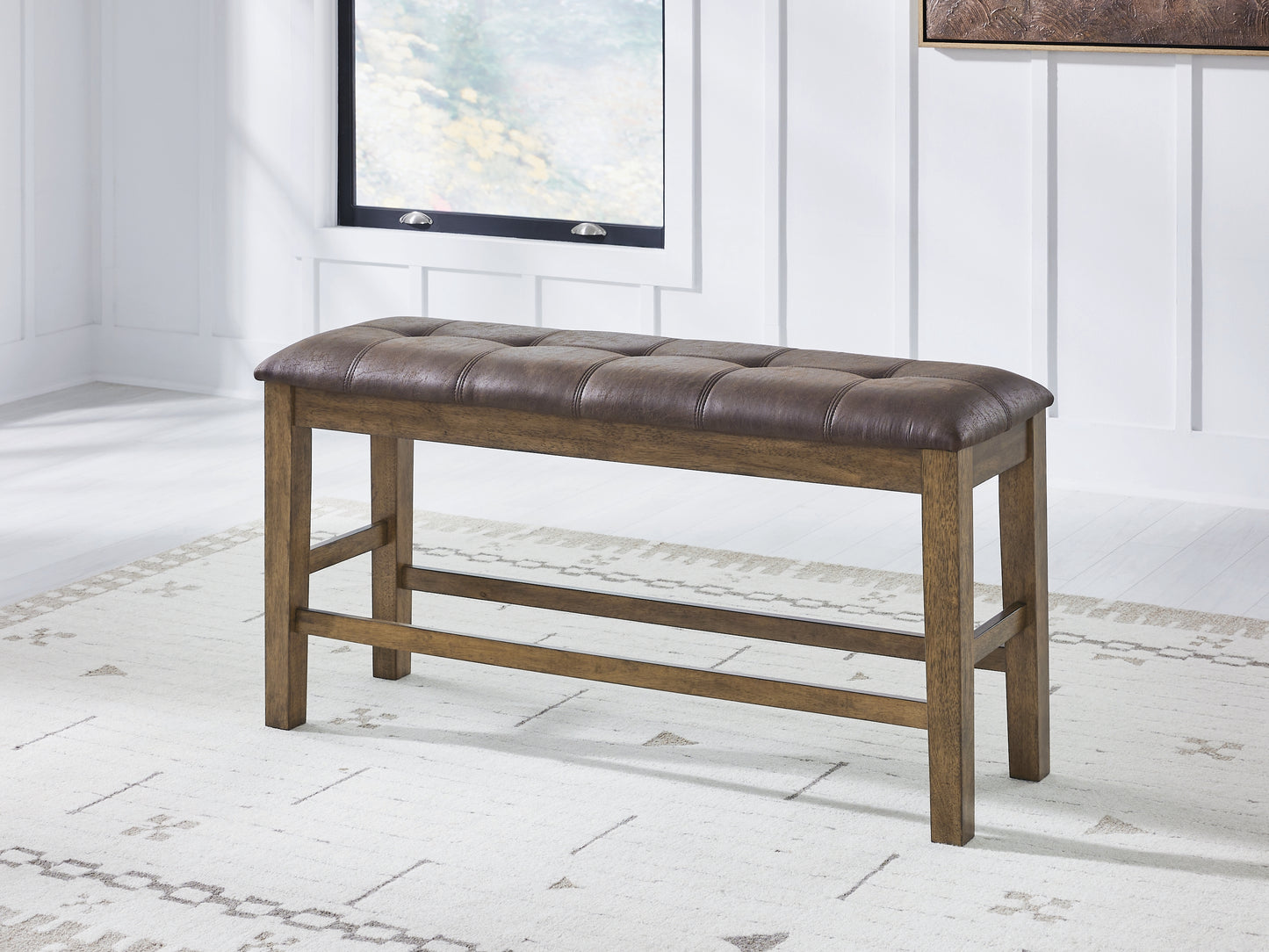 Ocala Furniture Outlet - Ashley Furniture - Urbinforte Dining Room - DBL Counter UPH Bench (1/CN) / Light Brown / 50"W x 16"D x 26"H - PCD592-09