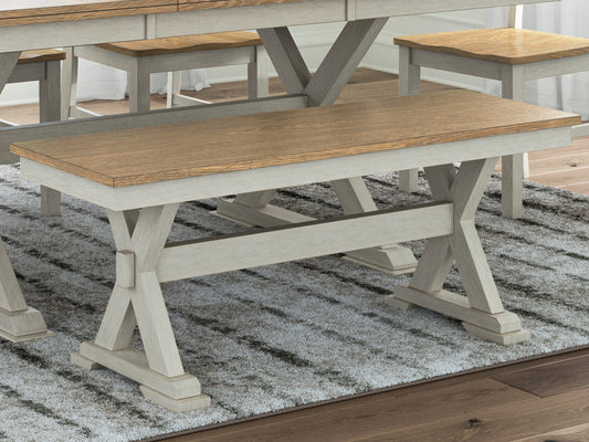 Ocala Furniture Outlet - Ashley Furniture - Purlaney 48" Dining Bench - Large Dining Room Bench / Antique White/Natural / 48"W x 16"D x 19"H - PCD627-00