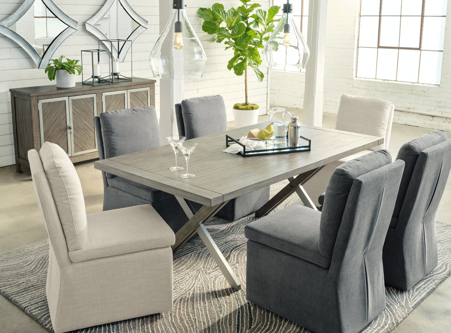 Ocala Furniture Outlet - Ashley Furniture - Krystanza Dining Room - Rectangular Dining Room Table / Weathered Gray - D766-25