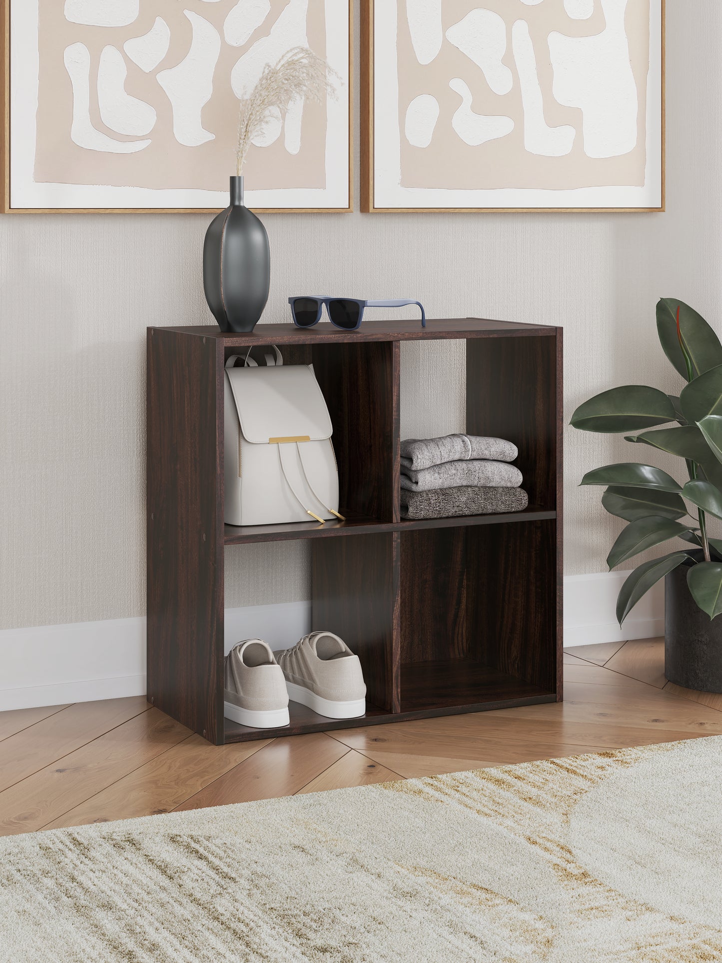Ocala Furniture Outlet - Ashley Furniture - Glosmount Four Cube Organizer - Four Cube Organizer / Cherry/Light Brown - EA1055-2X2