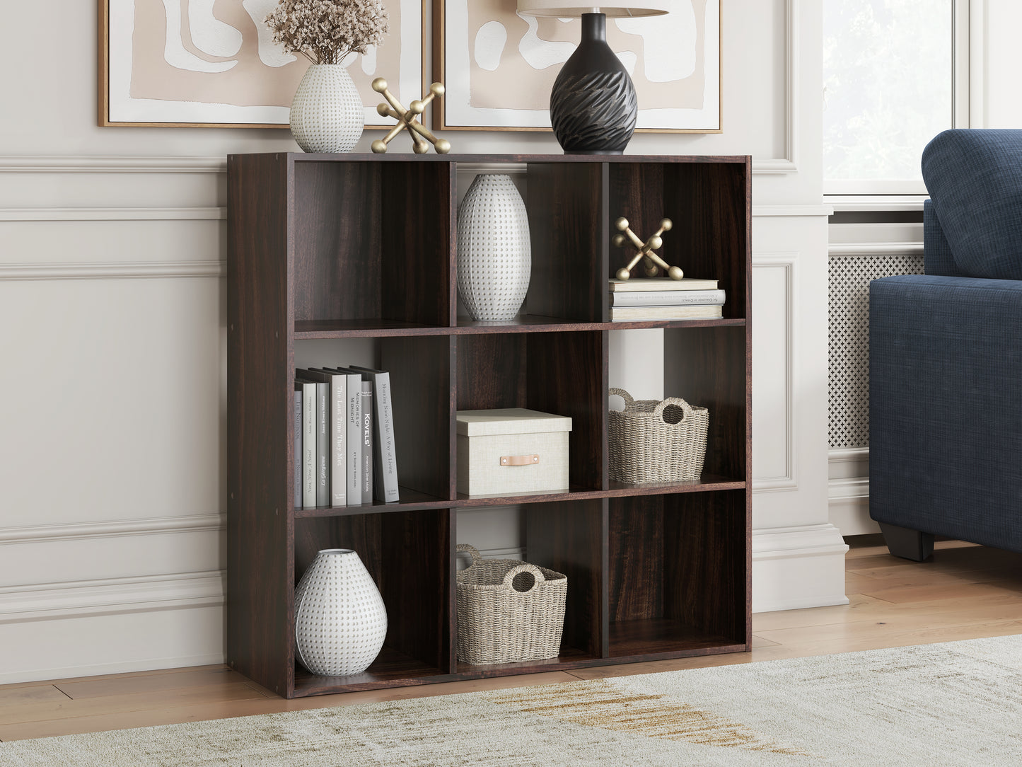 Ocala Furniture Outlet - Ashley Furniture - Glosmount Nine Cube Organizer - Nine Cube Organizer / Cherry/Light Brown - EA1055-3X3