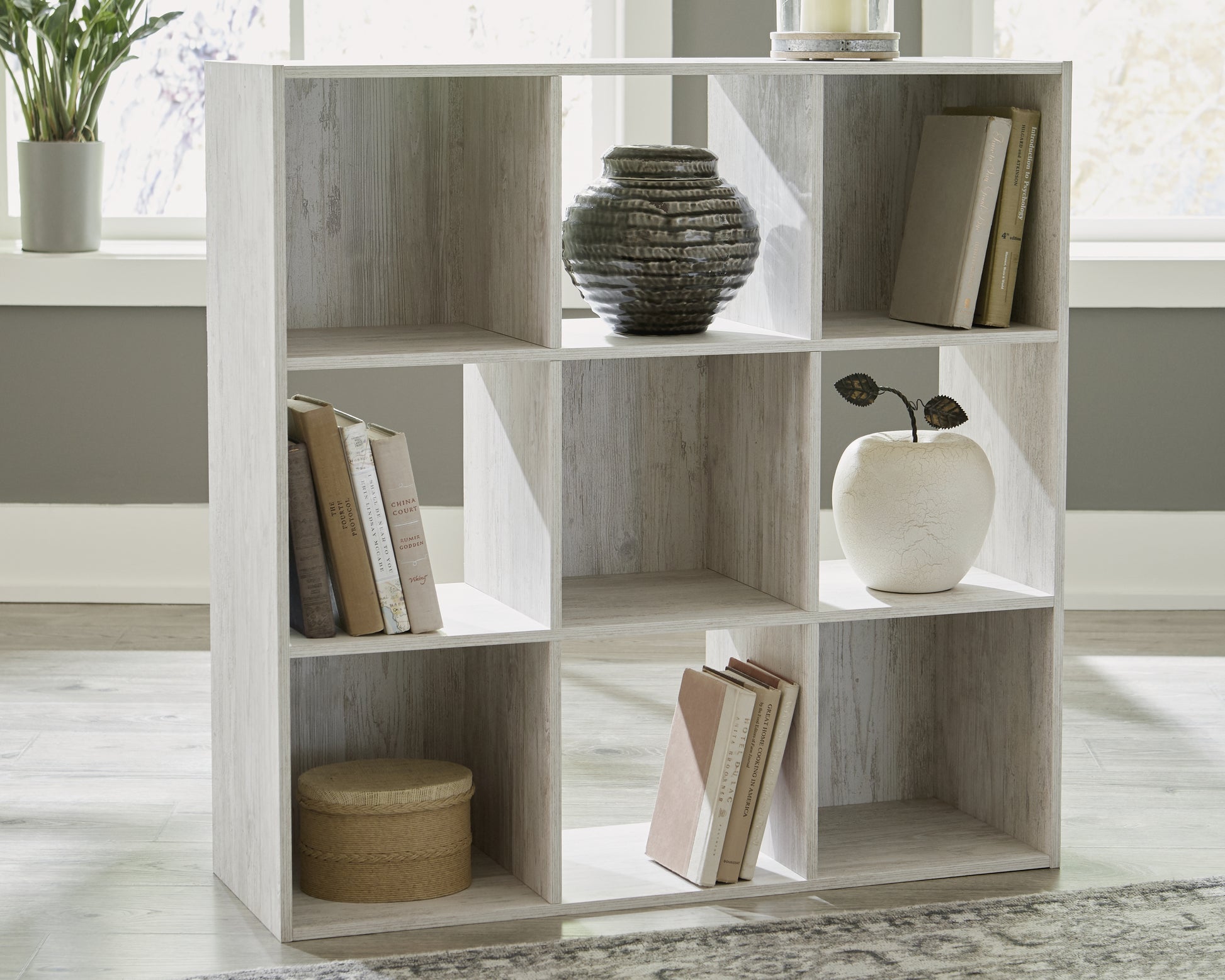 Ocala Furniture Outlet - Ashley Furniture - Paxberry Nine Cube Organizer - Nine Cube Organizer / Whitewash - EA1811-3X3