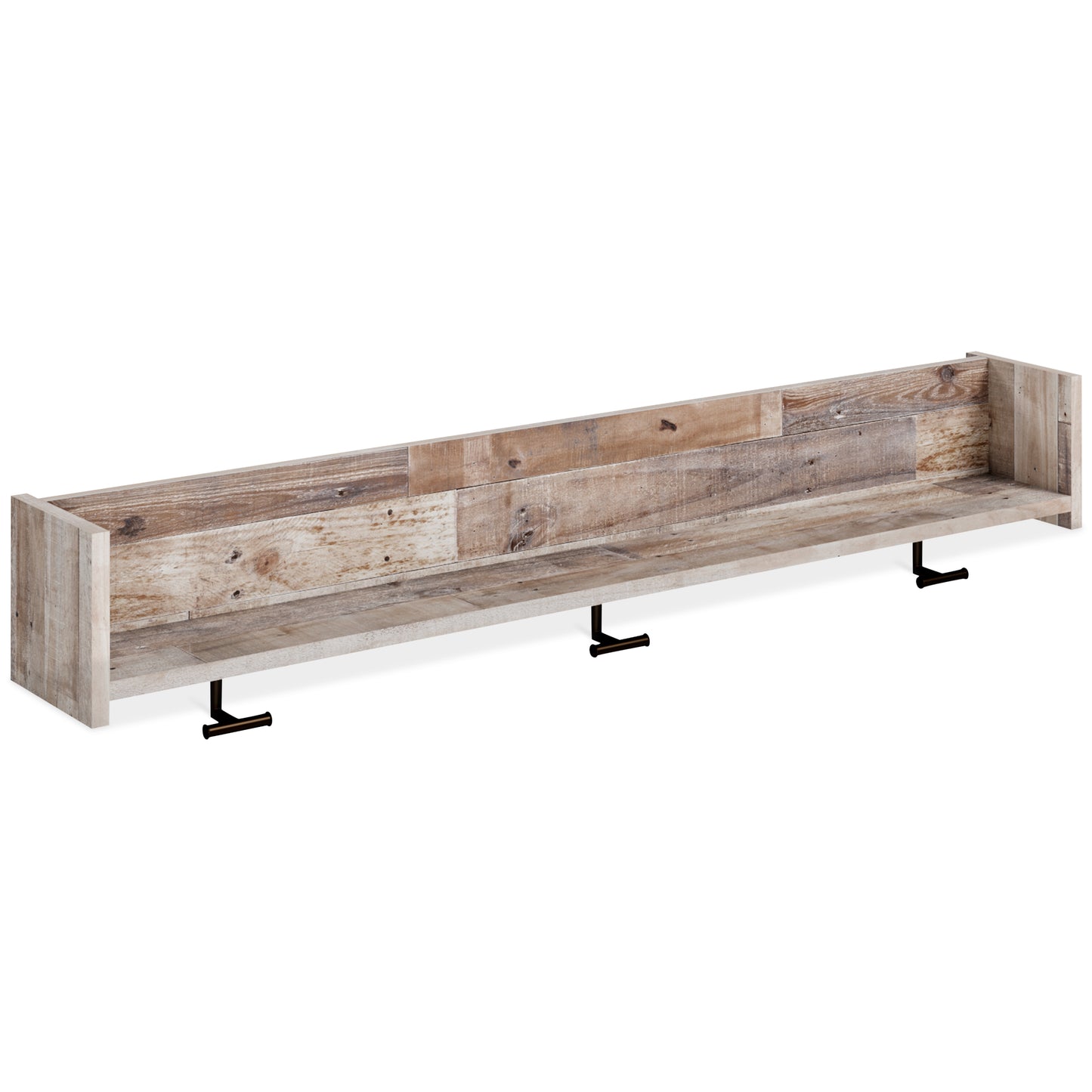 Ocala Furniture Outlet - Ashley Furniture - Neilsville Wall Decor - Wall Mounted Coat Rack w/Shelf / Whitewash - EA2320-151