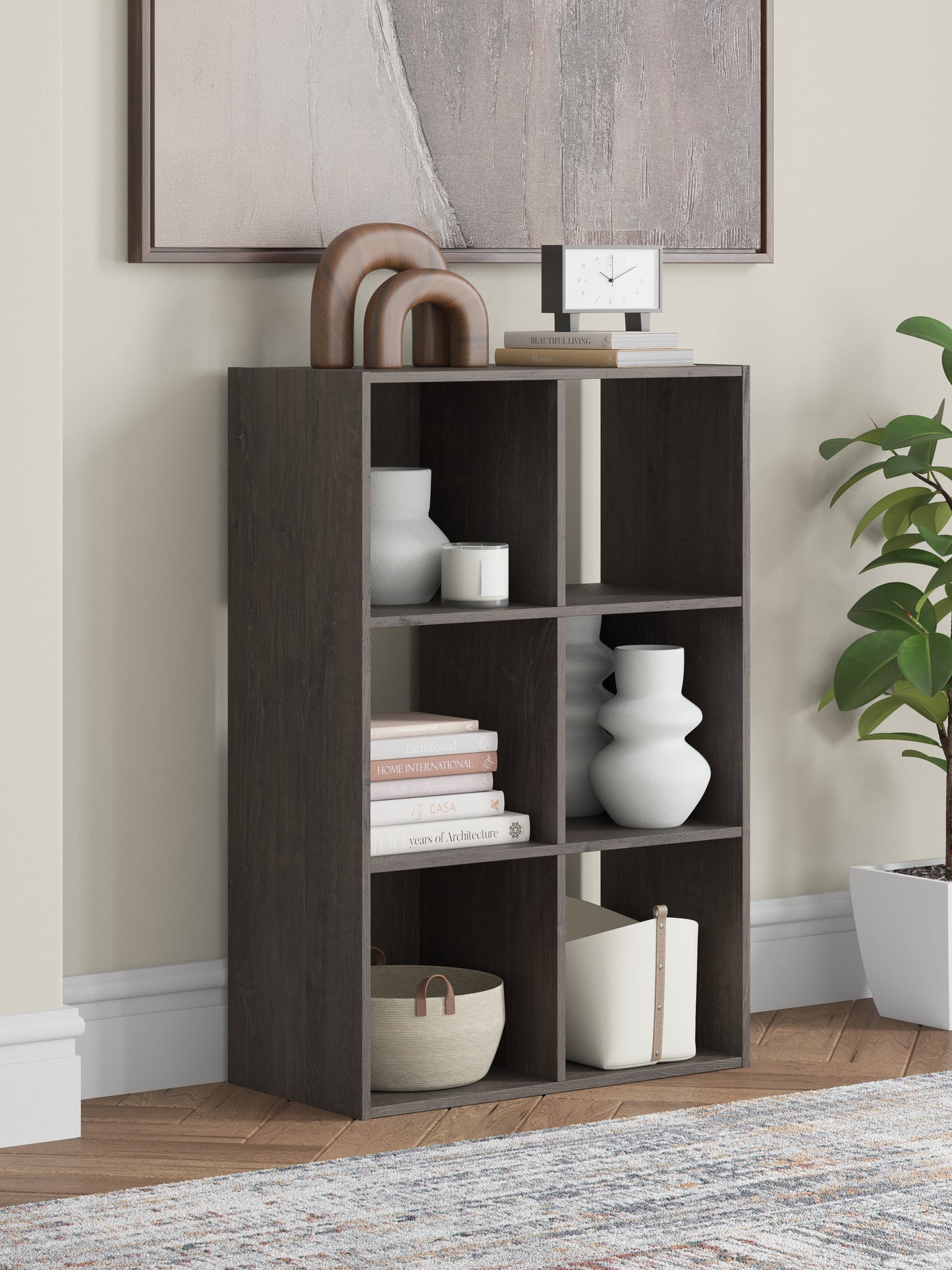 Ocala Furniture Outlet - Ashley Furniture - Piperton Six Cube Organizer - Six Cube Organizer / Charcoal - EA5514-3X2