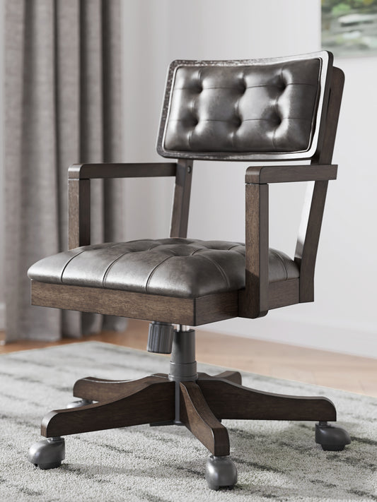 Ocala Furniture Outlet - Ashley Furniture - Breckington Desk Chair - Home Office Desk Chair (1/CN) / Dark Brown - H556-01A