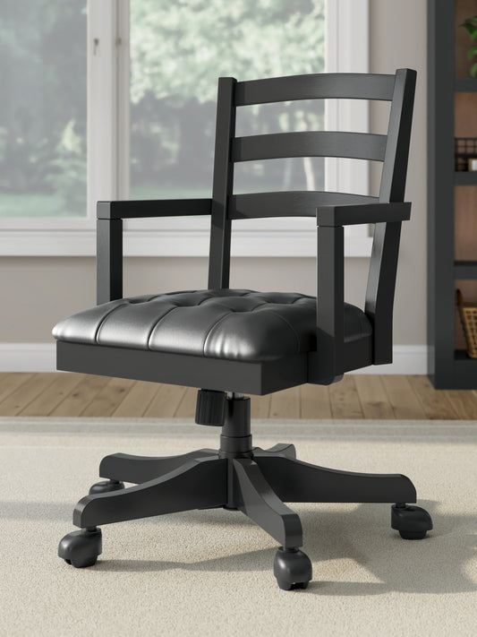 Ocala Furniture Outlet - Ashley Furniture - Wildenauer Home Office Desk Chair - Home Office Swivel Desk Chair / Black - H664-01A
