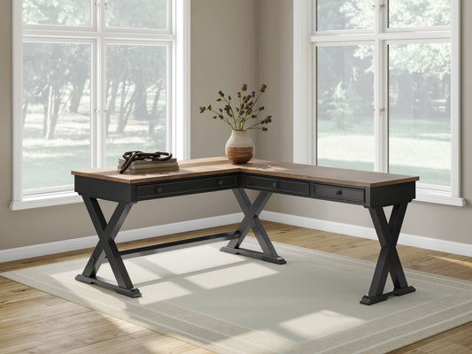 Ocala Furniture Outlet - Ashley Furniture - Wildenauer Office Desk - Home Office Desk / Brown/Black - H664H2