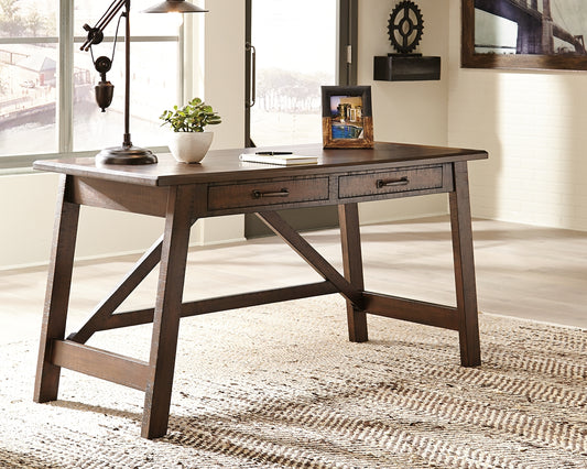 Ocala Furniture Outlet - Ashley Furniture - Baldridge Office Desk - Home Office Large Leg Desk / Rustic Brown - H675-44