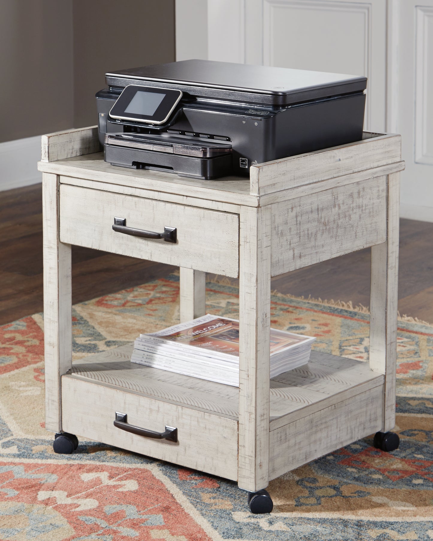 Ocala Furniture Outlet - Ashley Furniture - Carynhurst Printer Stand - Printer Stand / Whitewash - H755-11