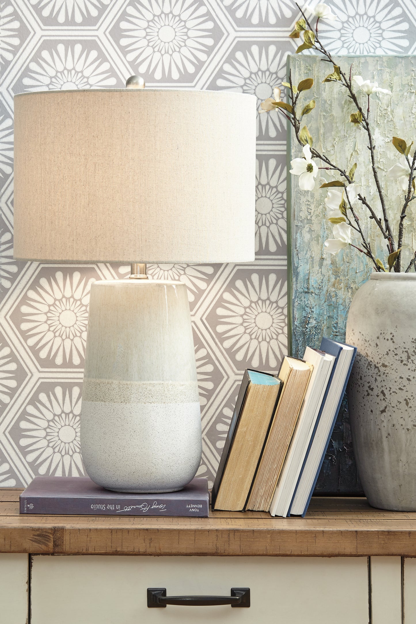 Ocala Furniture Outlet - Ashley Furniture - Shavon Lighting - Table Lamp (Set of 2) / Beige/White - L100724X2