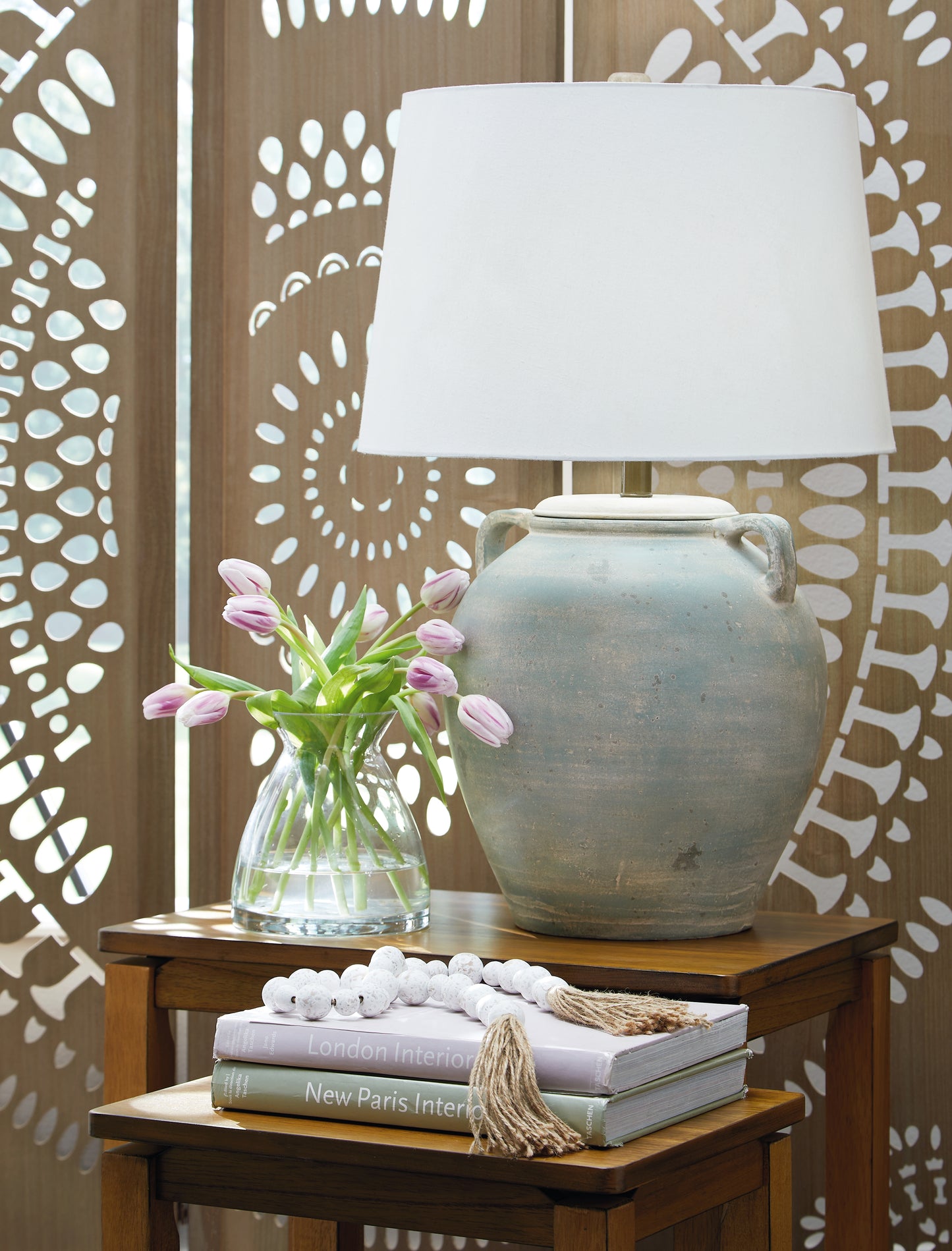 Ocala Furniture Outlet - Ashley Furniture - Shawburg Lighting - 2-Piece Lamp Set / Antique Green - L100814X2