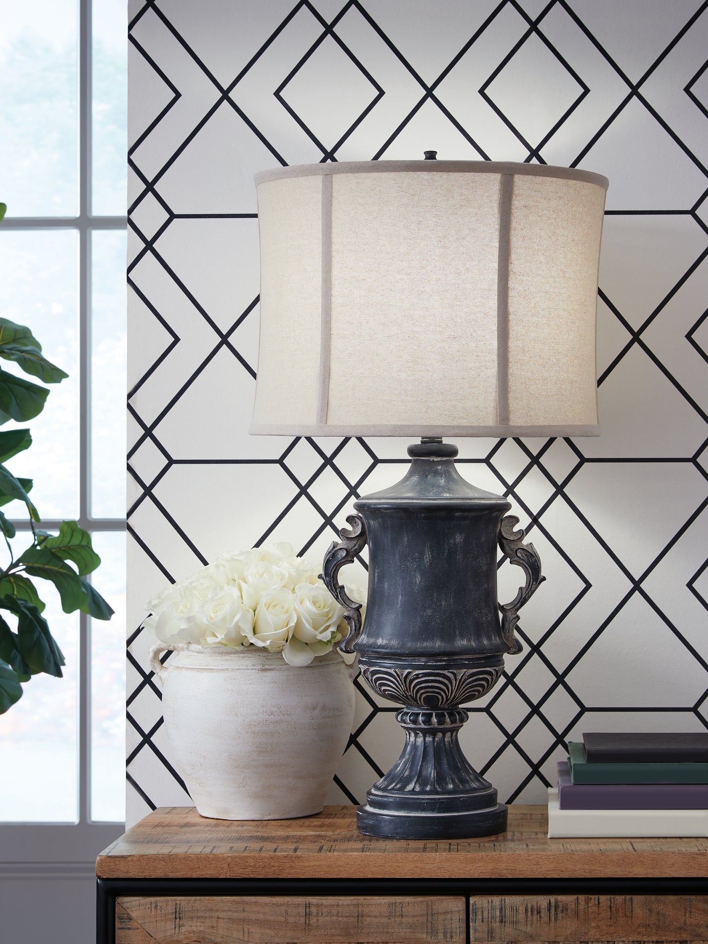 Ocala Furniture Outlet - Ashley Furniture - Morvanford Lighting - Poly Table Lamp (1/CN) / Antique Black - L235834