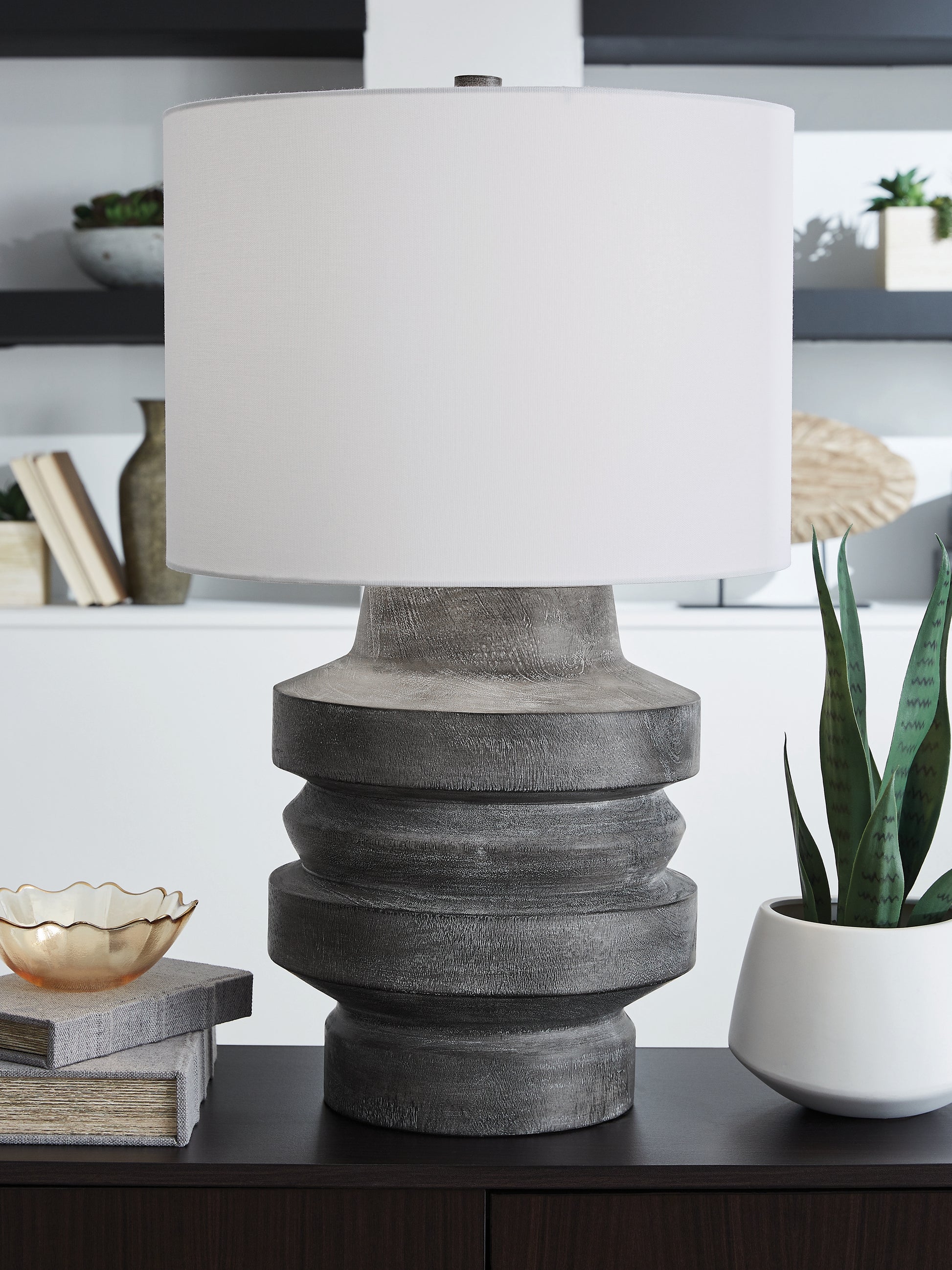 Ocala Furniture Outlet - Ashley Furniture - Wahida Lighting - Poly Table Lamp (1/CN) / Distressed Black - L235914