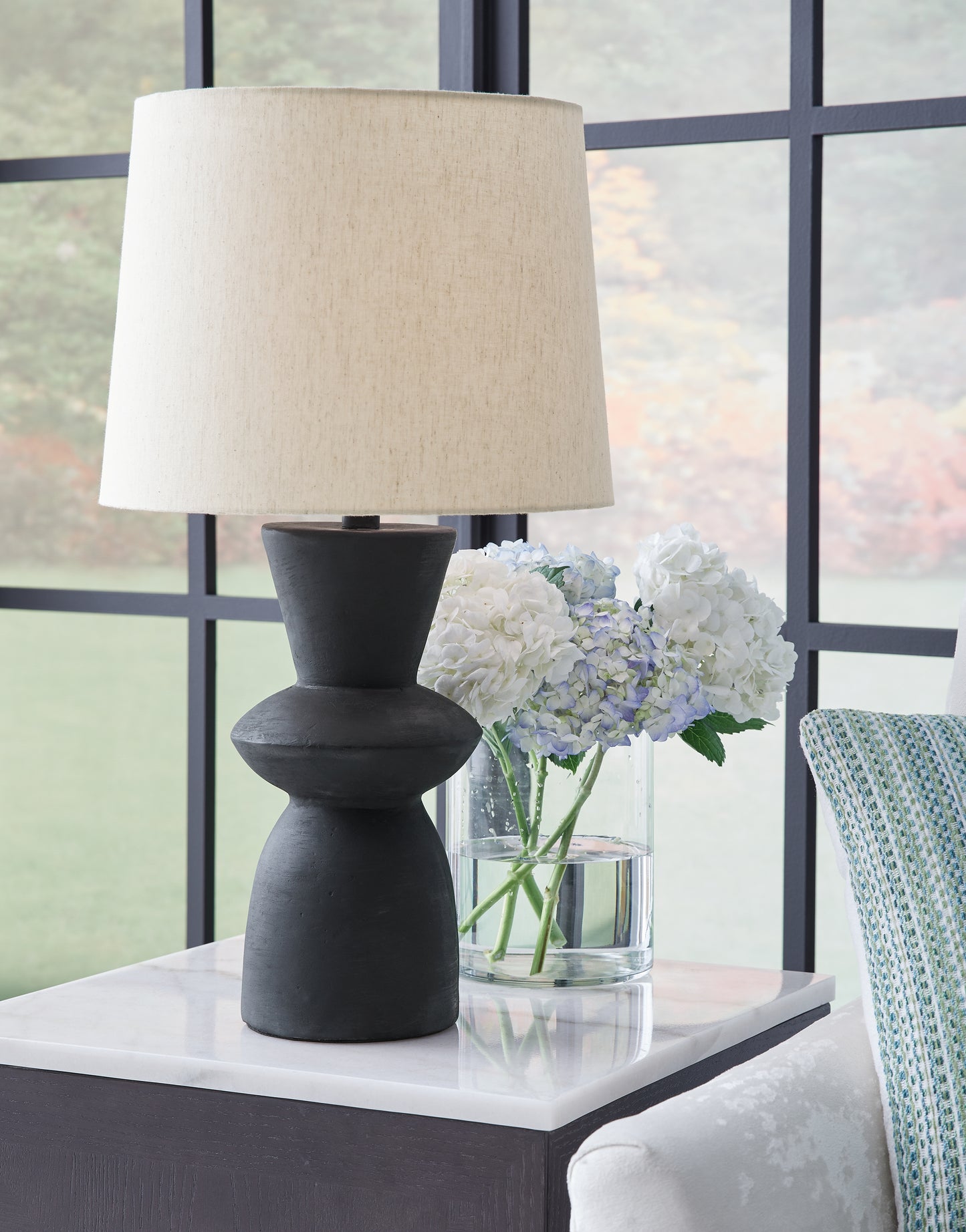 Ocala Furniture Outlet - Ashley Furniture - Scarbot Lighting - Paper Table Lamp (Set of 2) / Distressed Black - L243354