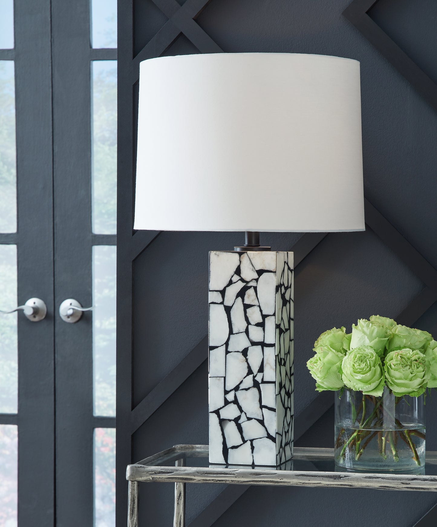 Ocala Furniture Outlet - Ashley Furniture - Macaria Lighting - Table Lamp (Set of 2) / White/Black - L429044X2
